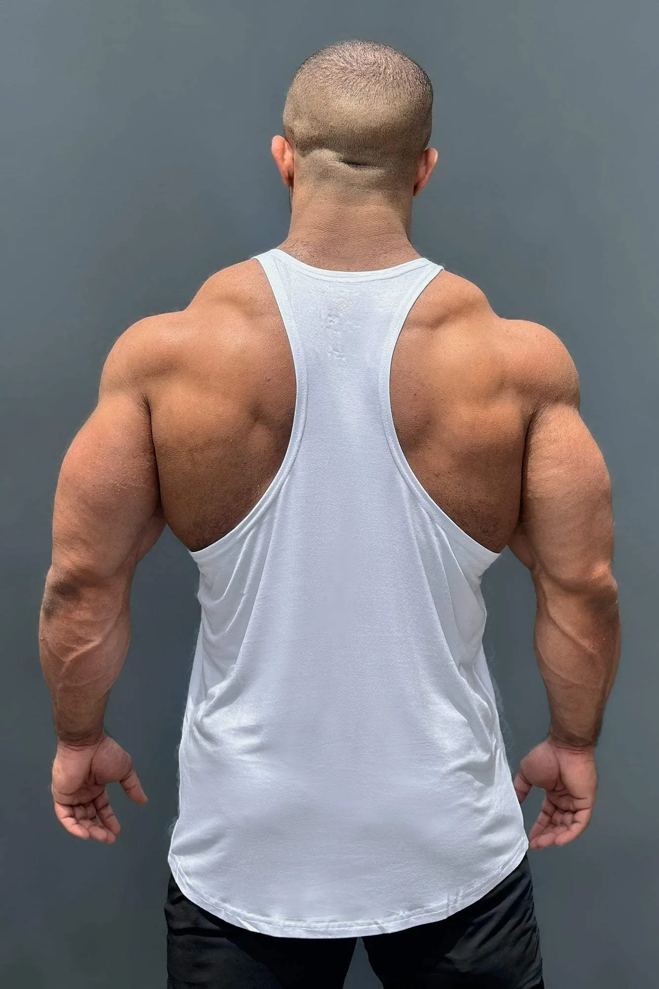 Classic Bodybuilding Racerback Stringer - White Large Size