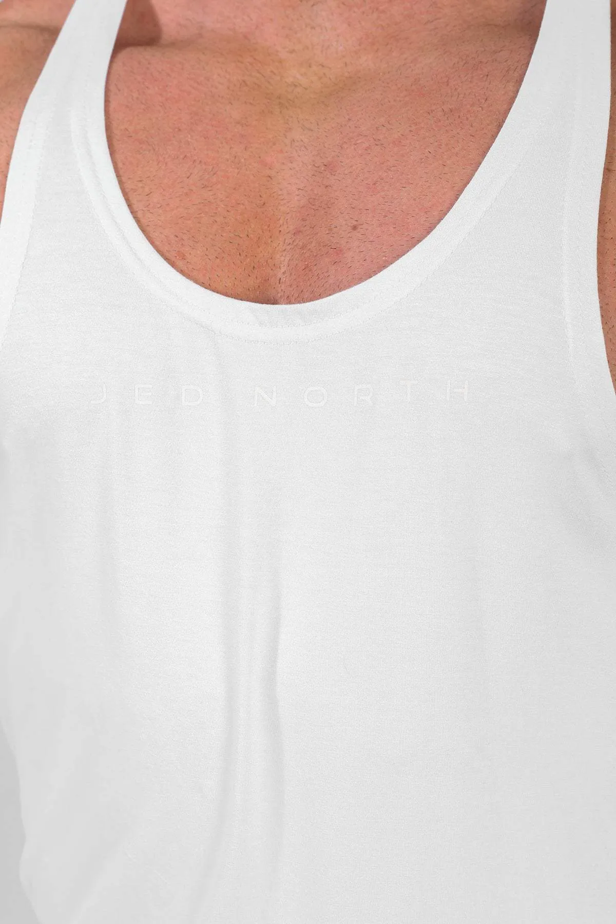 Classic Bodybuilding Racerback Stringer - White Sun Safe Versatile Layering Piece