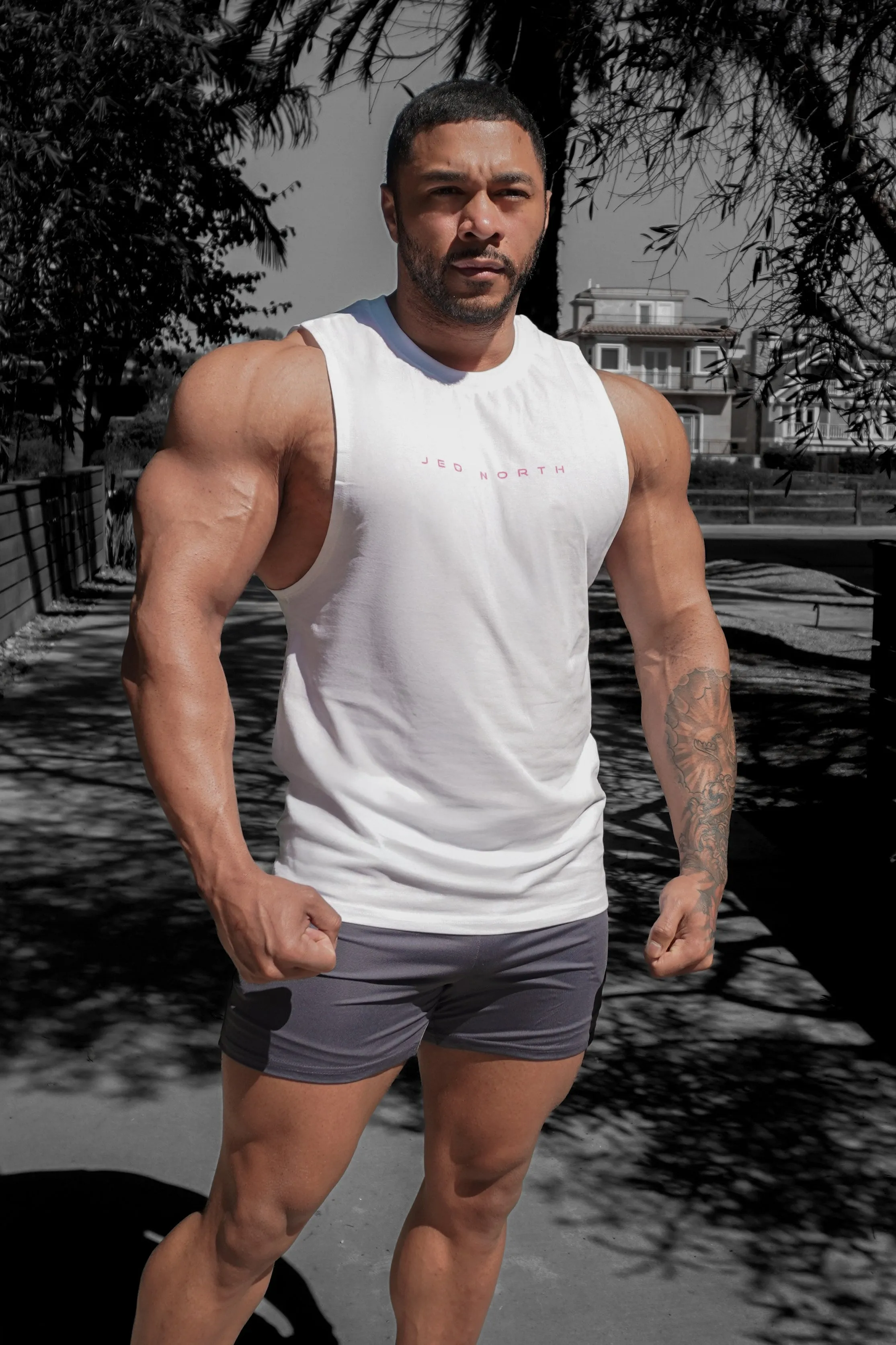 Apollo Men's Sleeveless Training Tee - White high - visibility