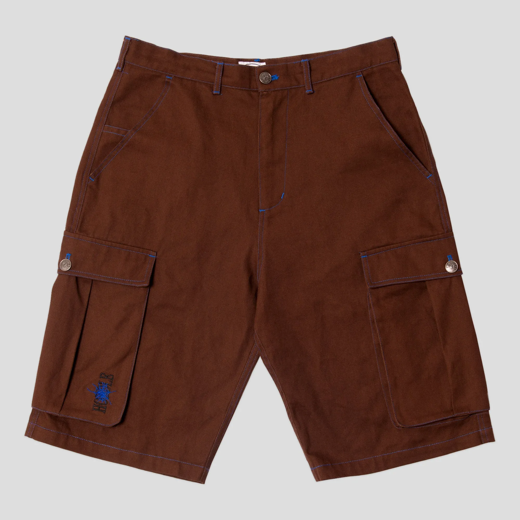 Outdoor Use Stay Cool Wear Hoddle Cargo Short - Chocolate / Blue Stitch