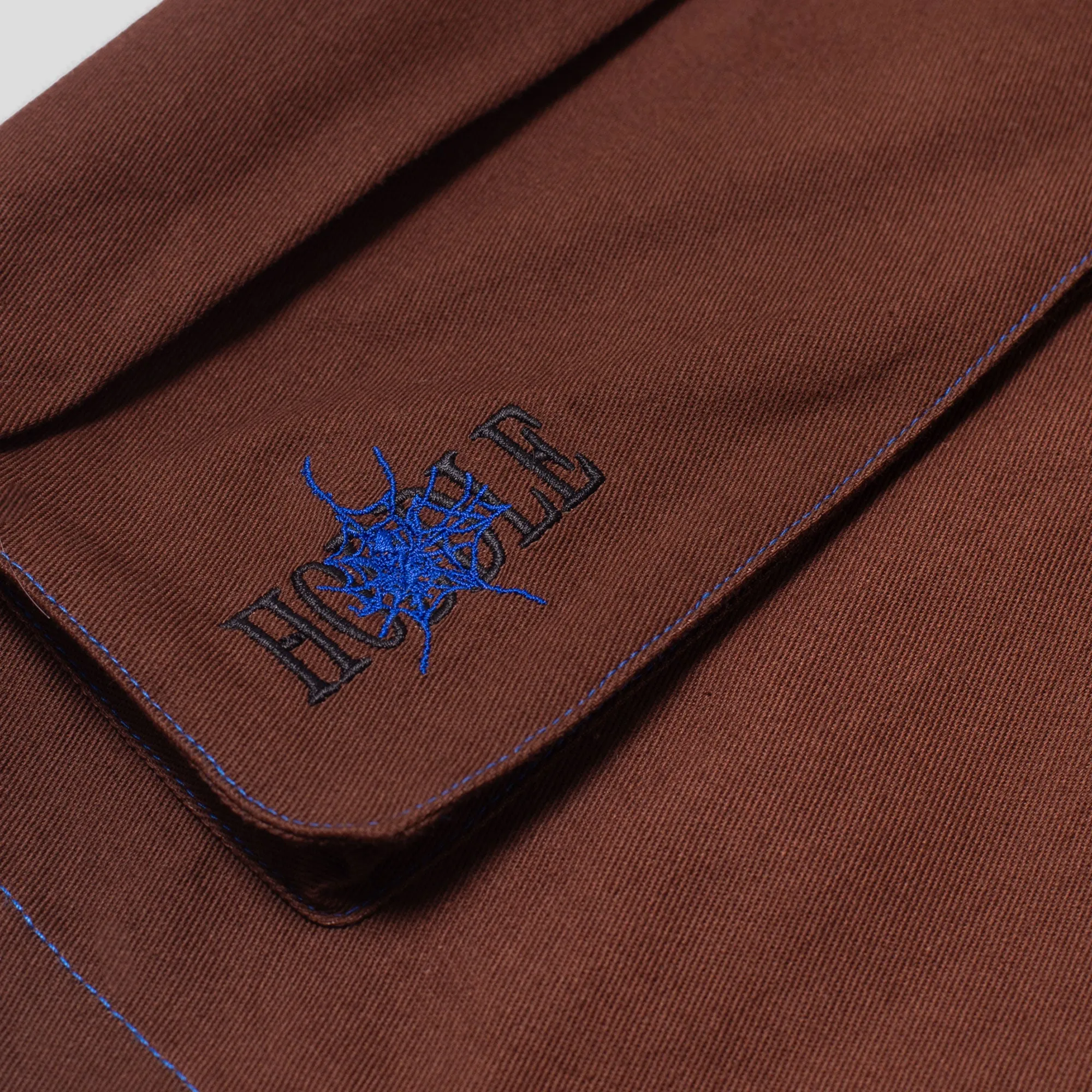 Comfortable Cut Hoddle Cargo Short - Chocolate / Blue Stitch