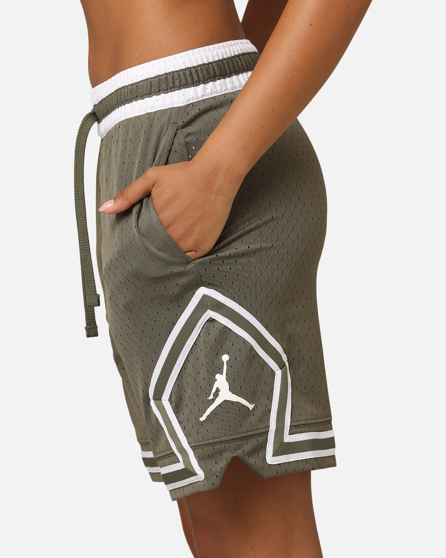 Jordan Dri-FIT Sport Diamond Shorts Medium Olive/White Breezy Feel