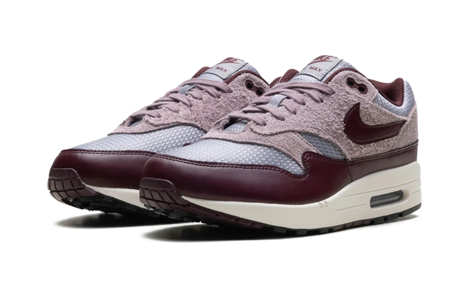 Forest Path Mid Top Air Max 1 ESS PRM "CEMENT GREY/BURGUNDY CRUSH"