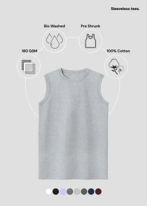 Grey Melange Men's Sleeveless T-Shirt | MS36 FlexibleCollarOptions