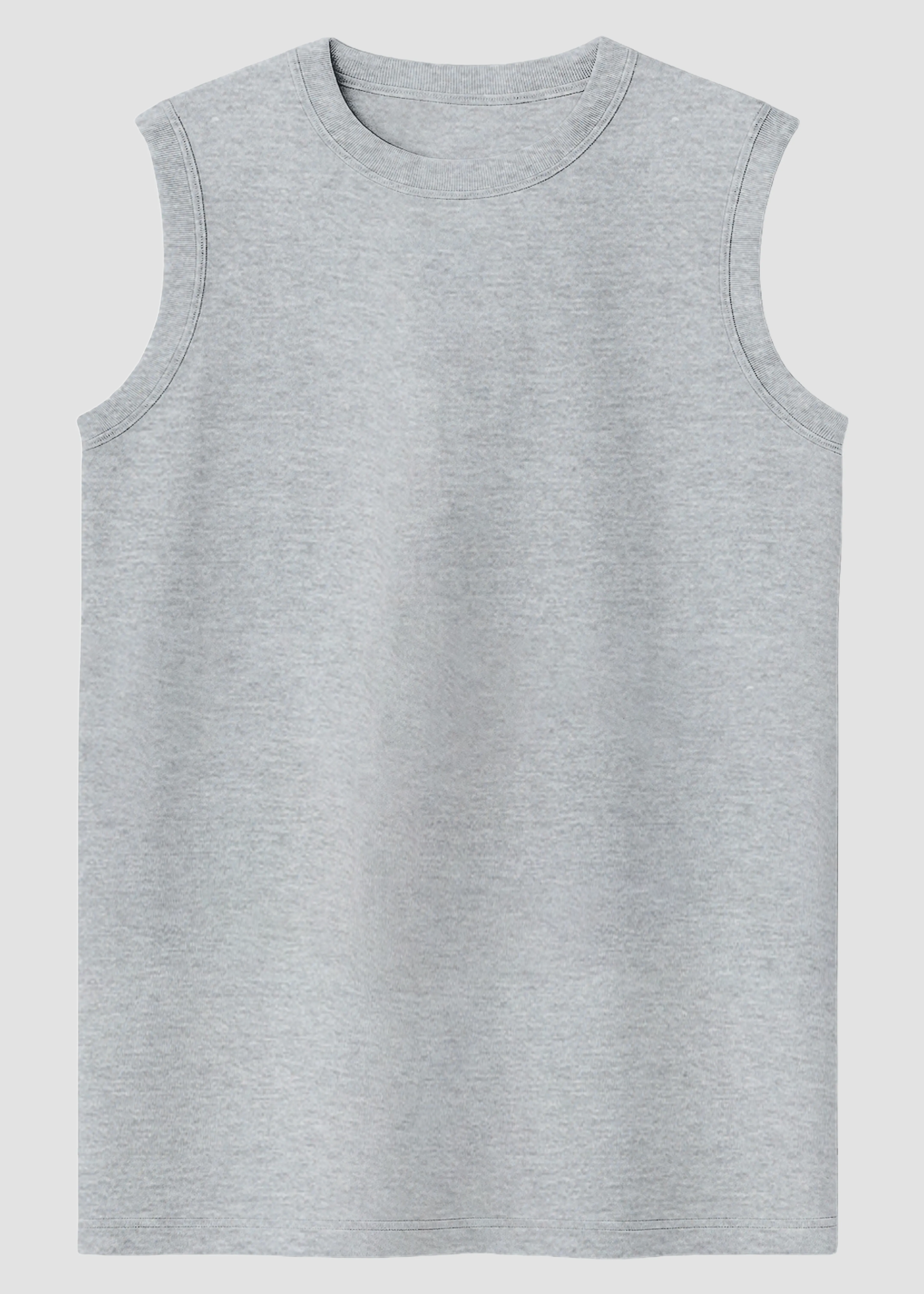 Versatile Wearable Grey Melange Men's Sleeveless T-Shirt | MS36