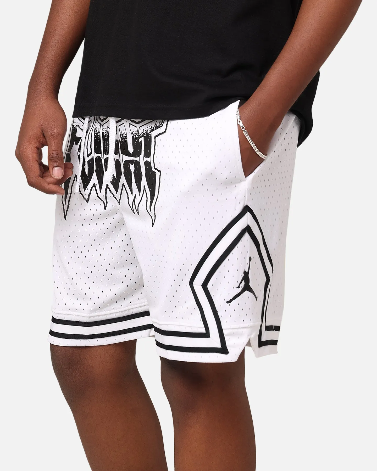 Clean Fabric Moisture Wicking Material Jordan Dri-Fit Diamond Shorts White/Black