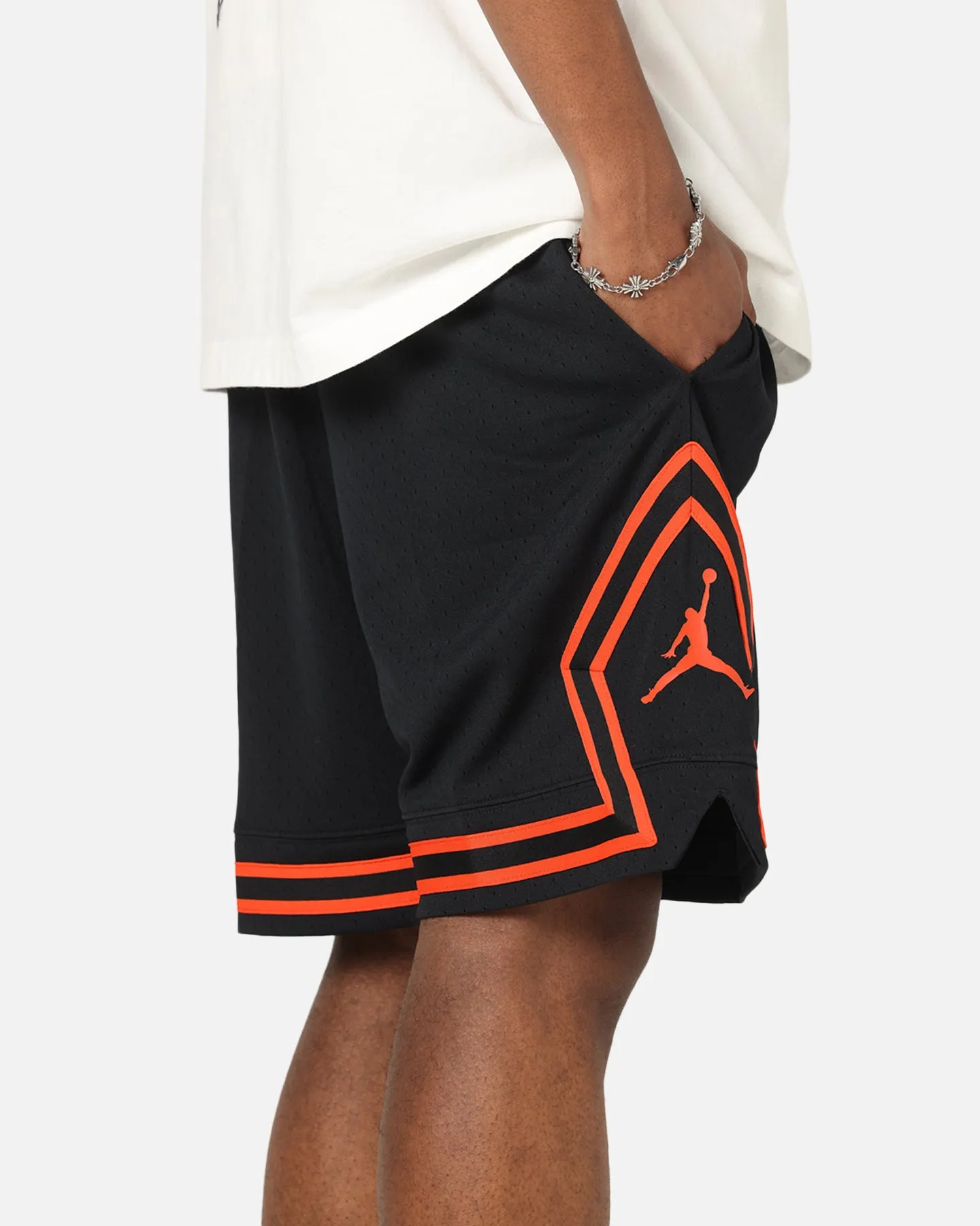 Water Repellent Finish Jordan Dri-FIT Mesh Diamond Shorts Black/Orange
