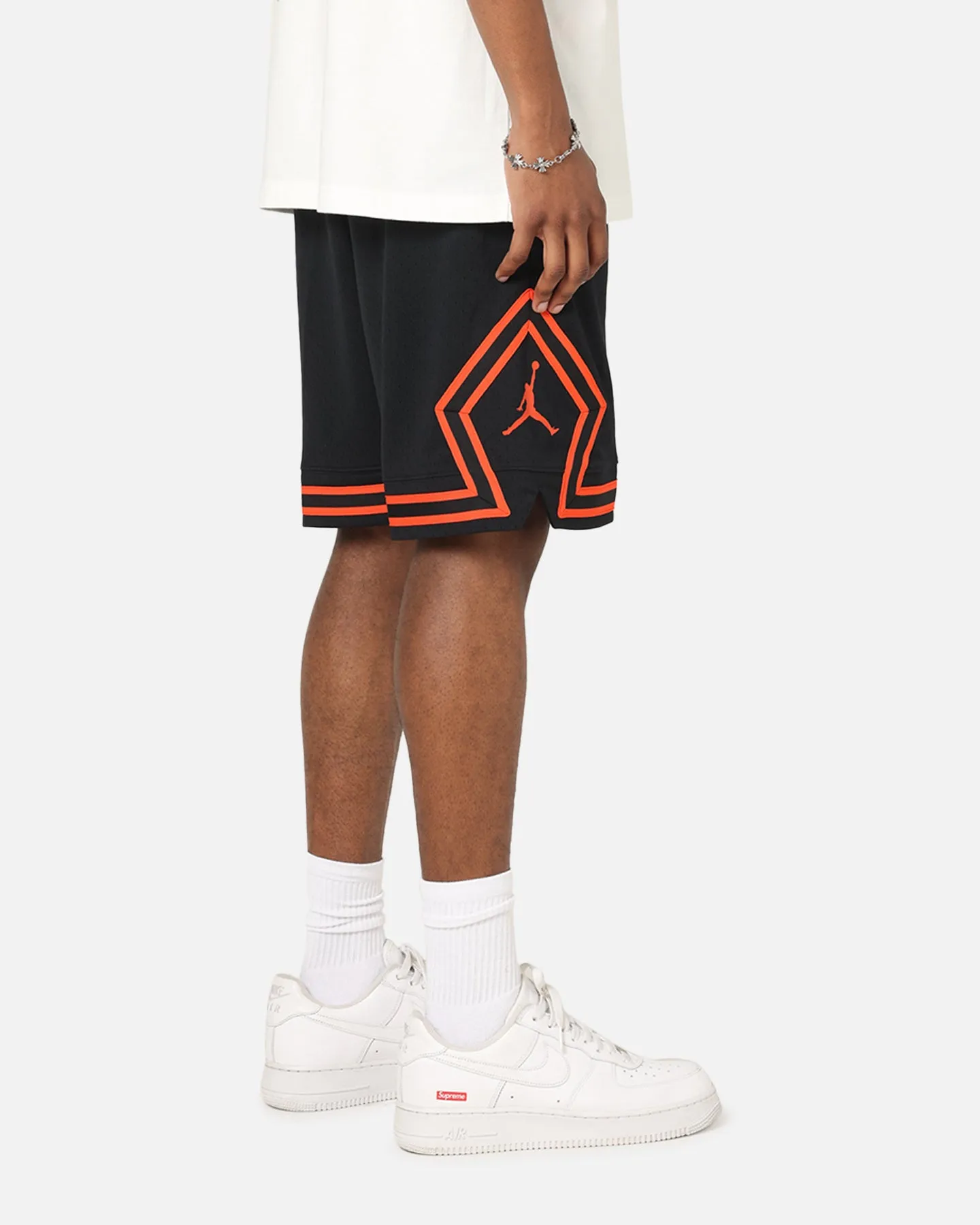 Jordan Dri-FIT Mesh Diamond Shorts Black/Orange campers
