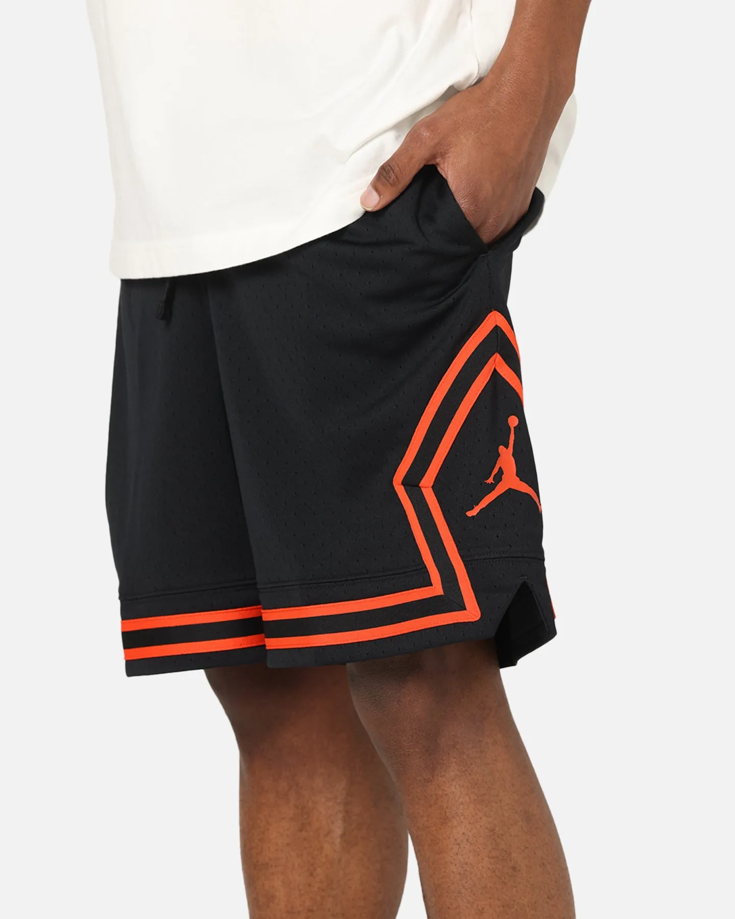 Elastic hem Versatile Piece Jordan Dri-FIT Mesh Diamond Shorts Black/Orange