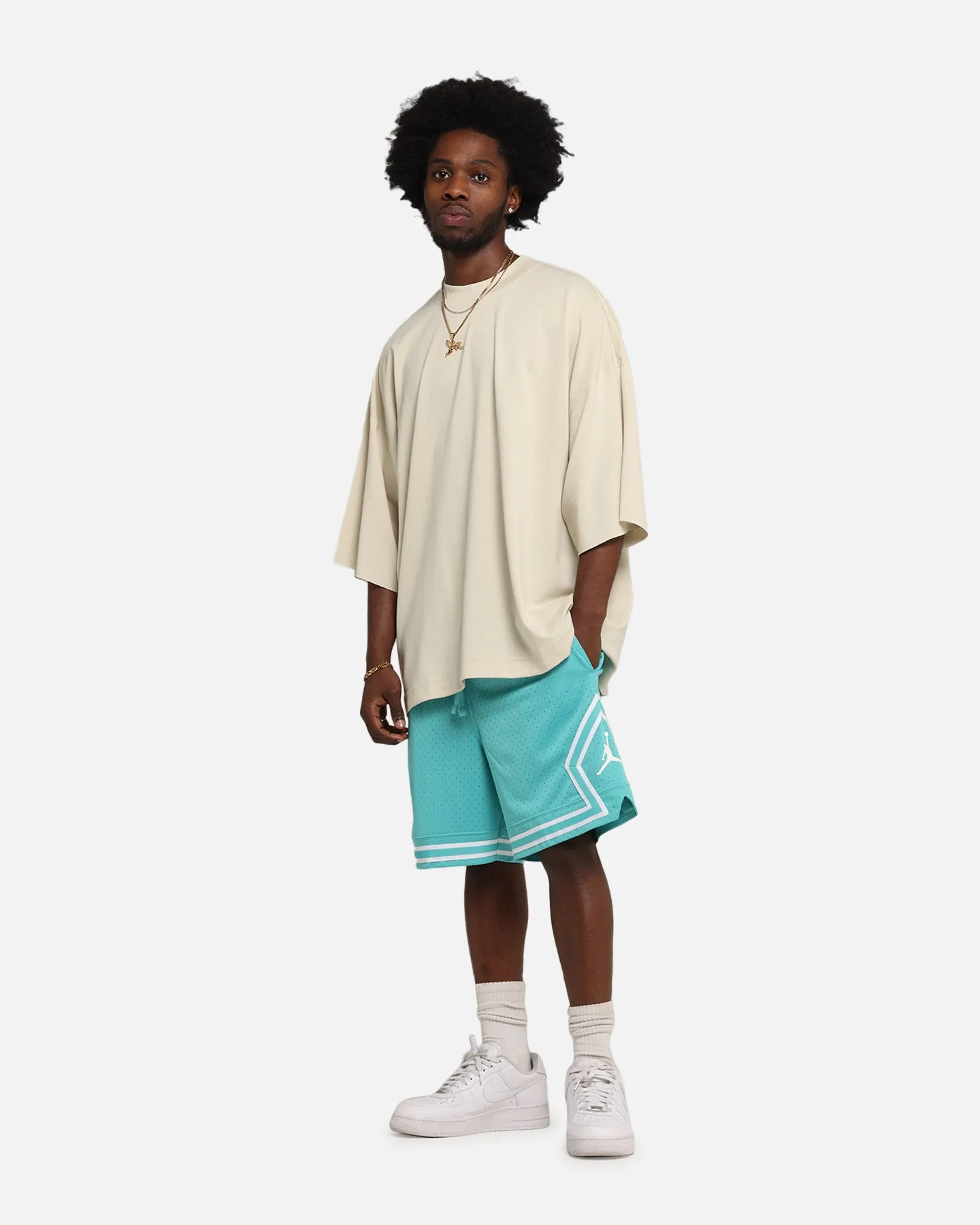 Casual Style Minimal Stretch Jordan Dri-FIT Sport Diamond Shorts Teal/White