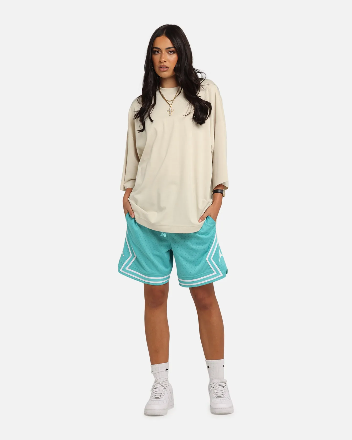 Jordan Dri-FIT Sport Diamond Shorts Teal/White multiple pockets