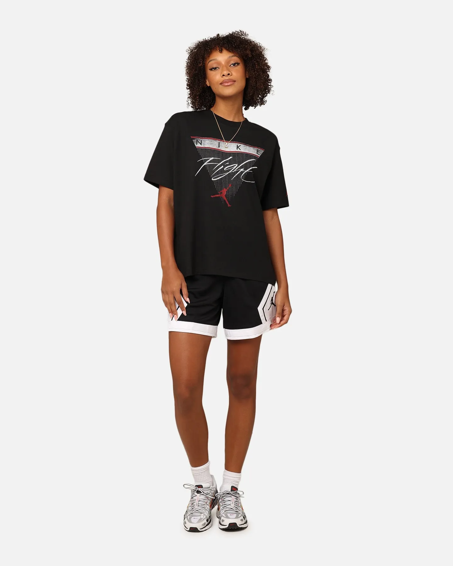 Jordan Women's Sport Diamond Shorts Black/White Stretchy Hemline Nylon shorts