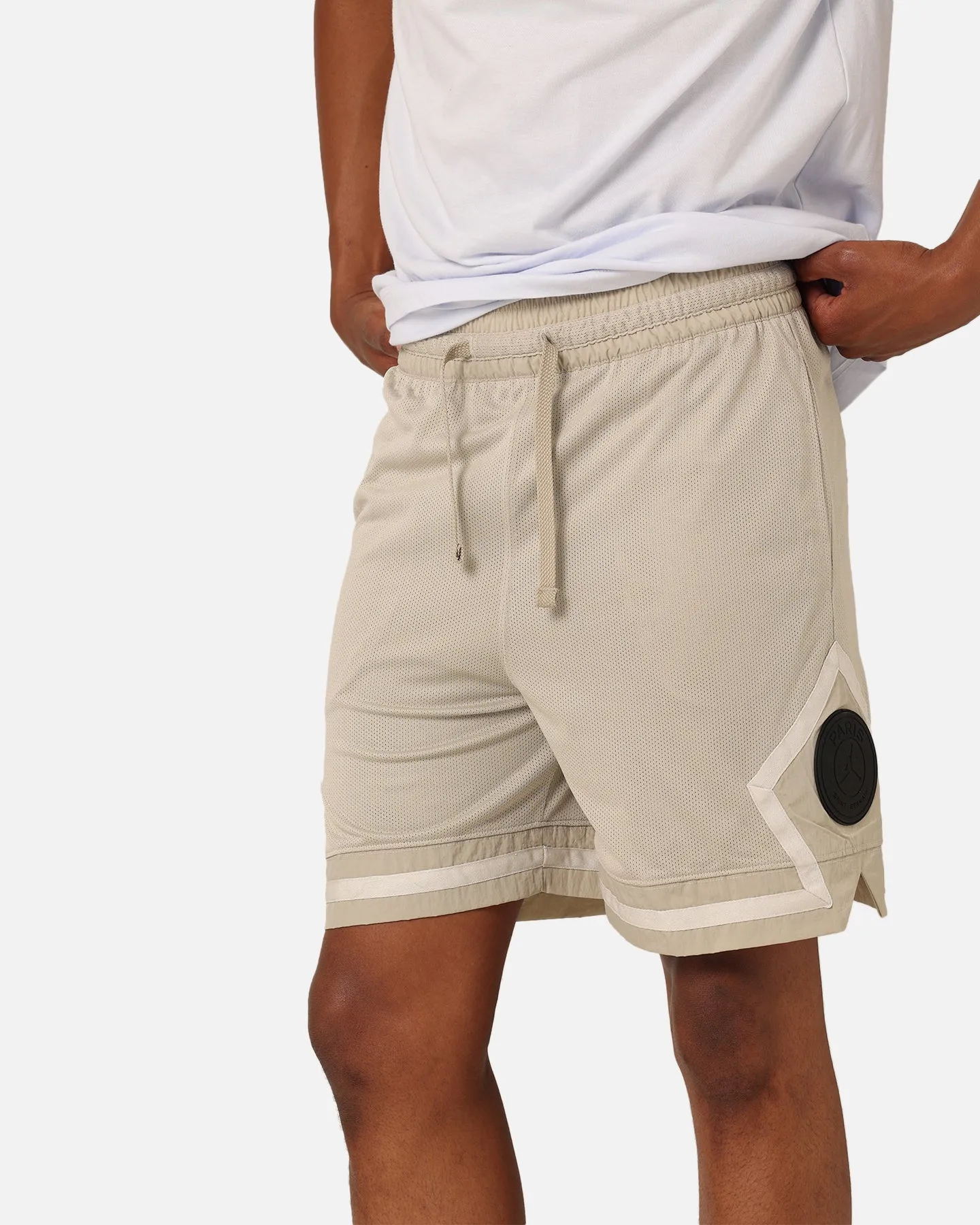 Jordan X Paris Saint-Germain Mesh Diamond Shorts Stone/Magma Orange Flexible Support Stretch Layer