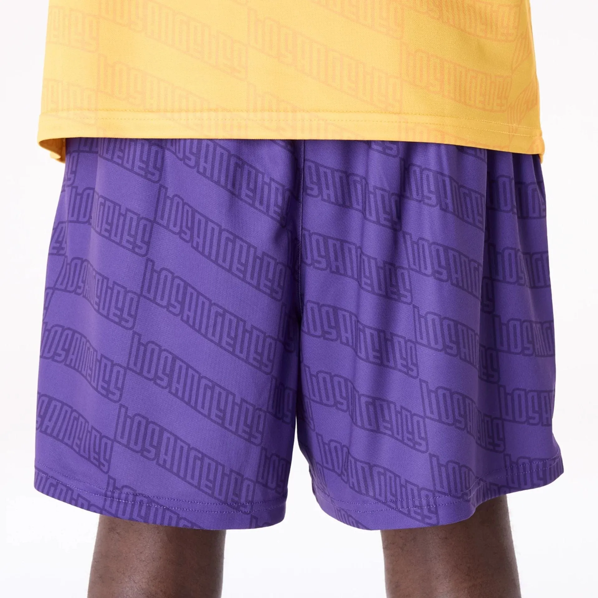 LA Lakers NBA All Over Print Graphic Purple Shorts Ergonomic Curved Seams
