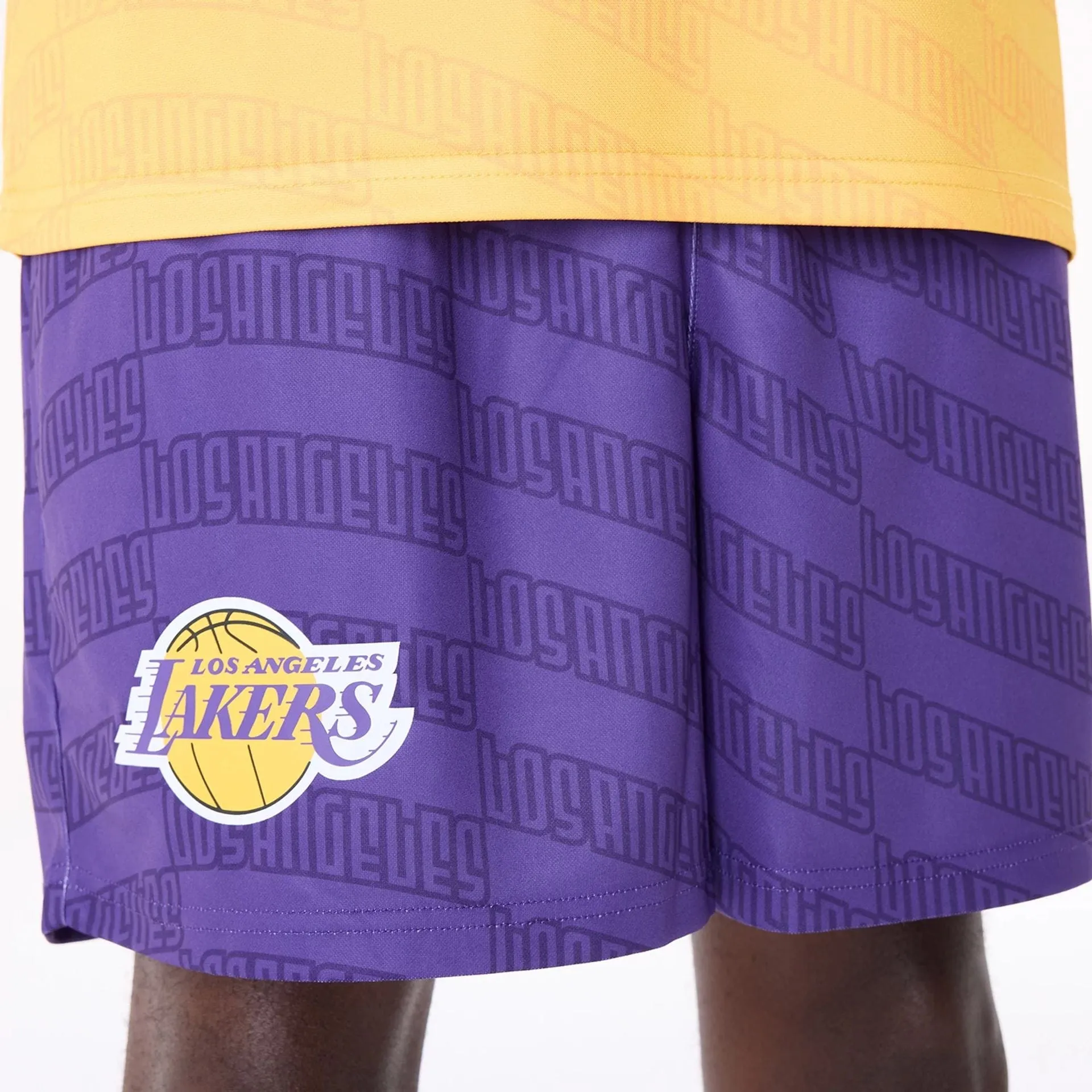 LA Lakers NBA All Over Print Graphic Purple Shorts Flatlock stitching Sporty Comfort