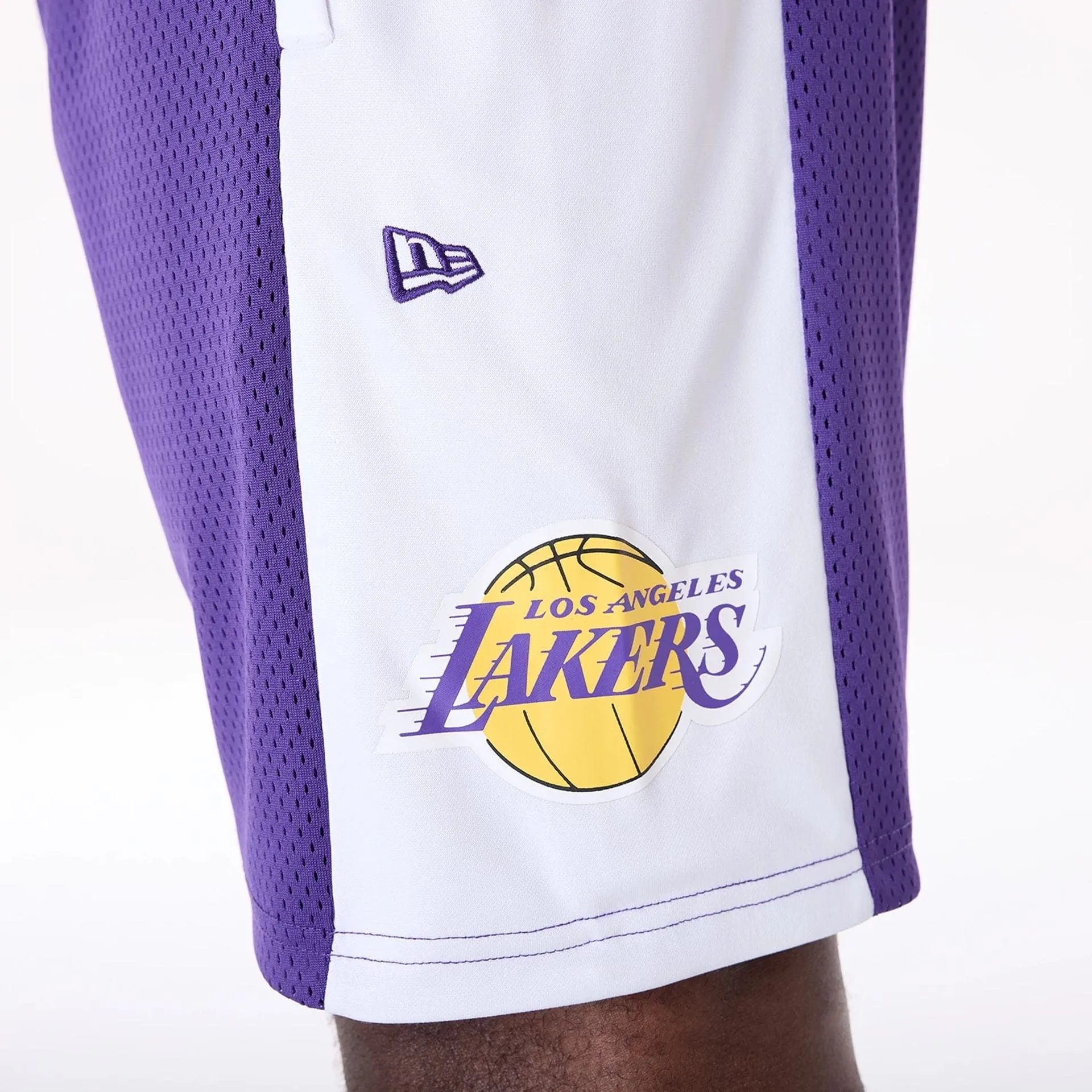 LA Lakers NBA Graphic Purple Mesh Shorts Reflective Trim Detail Stretchable