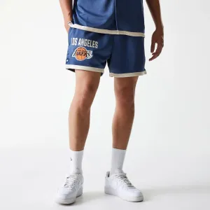 LA Lakers NBA Snap Button Dark Blue Shorts Comfortable Flex