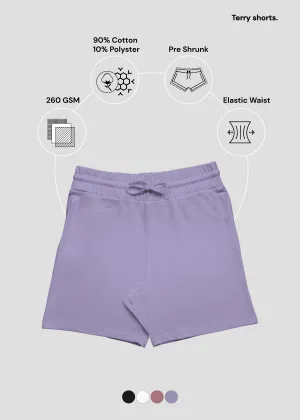 Lavender Terry Shorts | MT45 Anti Snag Fabric Clean Finish