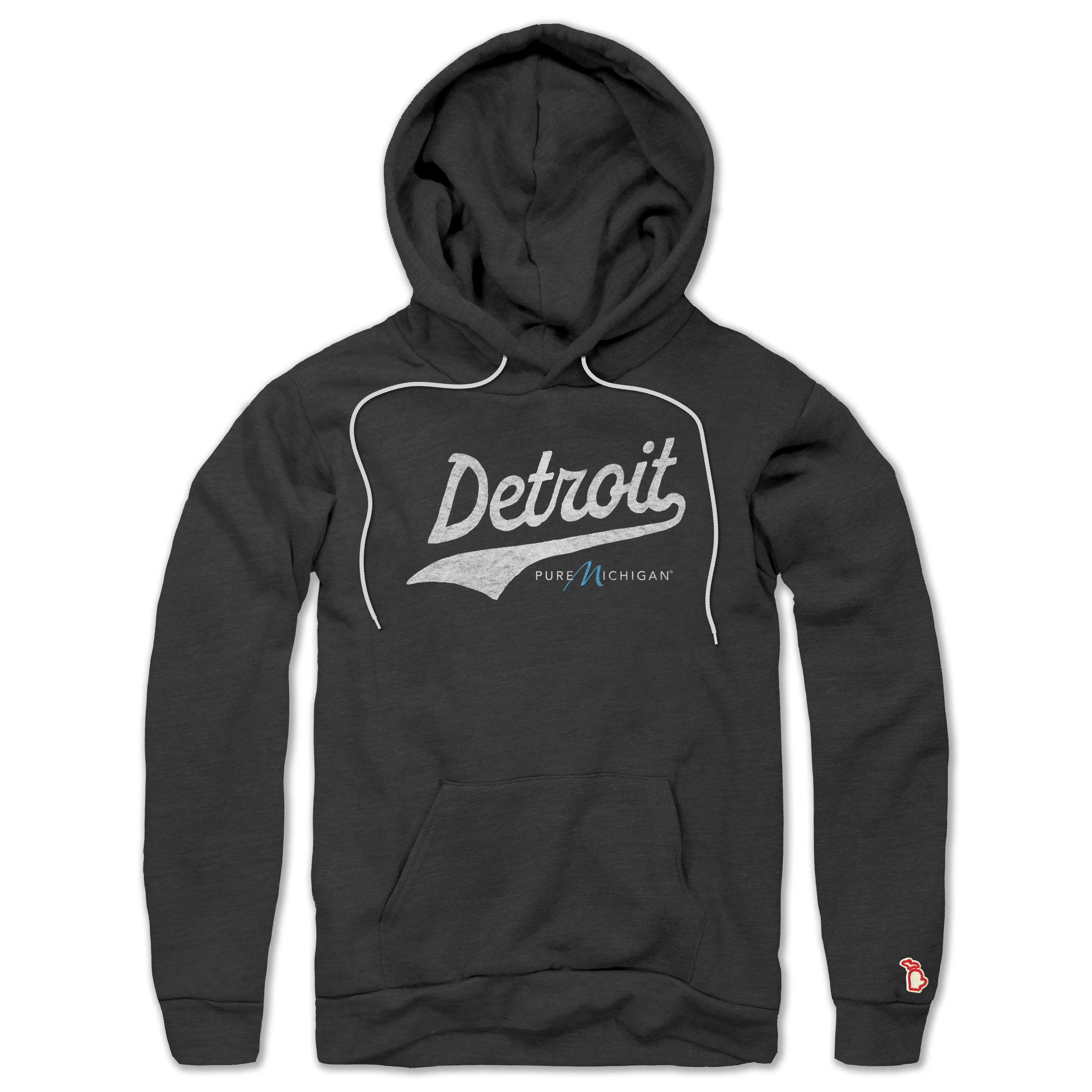 PURE MICHIGAN - DETROIT SCRIPT ALL SEASON HOODIE (UNISEX) Polyester Contrast Trim