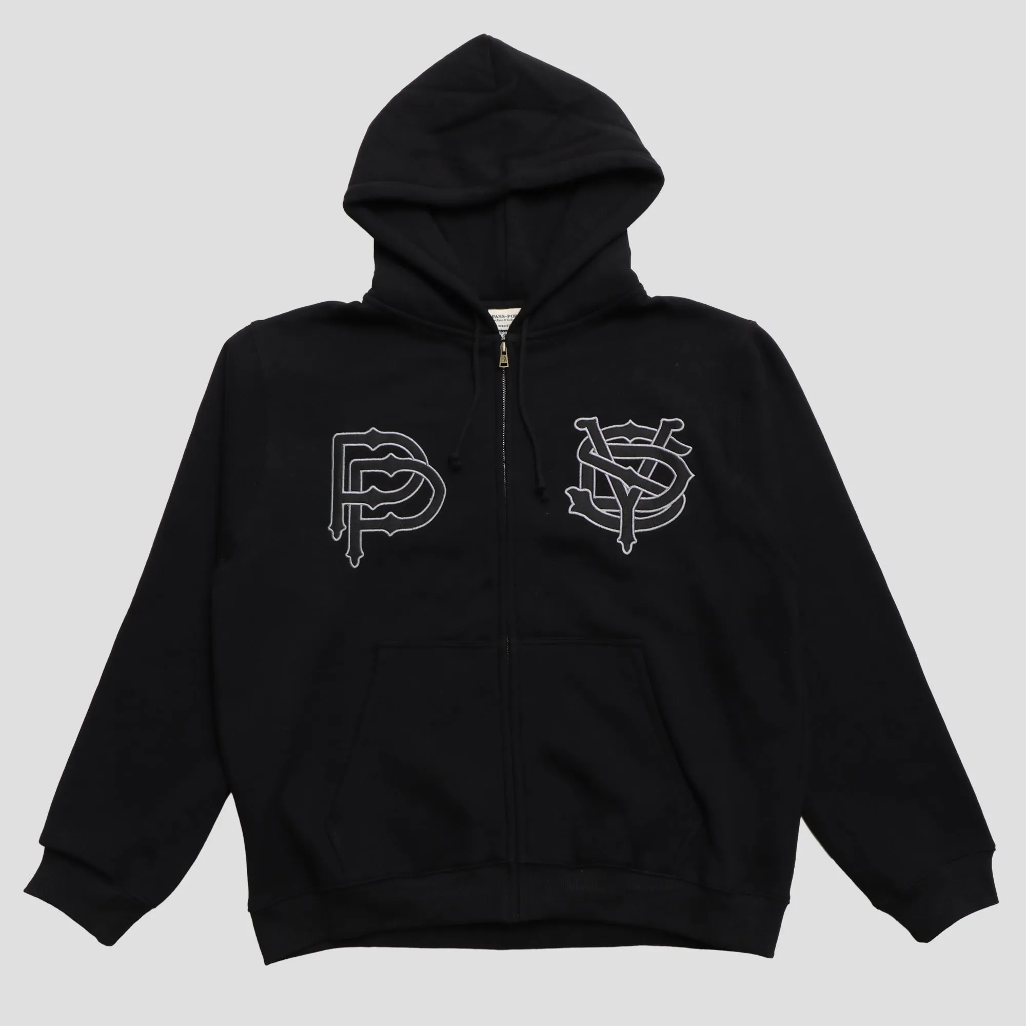 Pass~Port Store & Gallery Exclusive Syd Logo Zip Hood - Black Herringbone