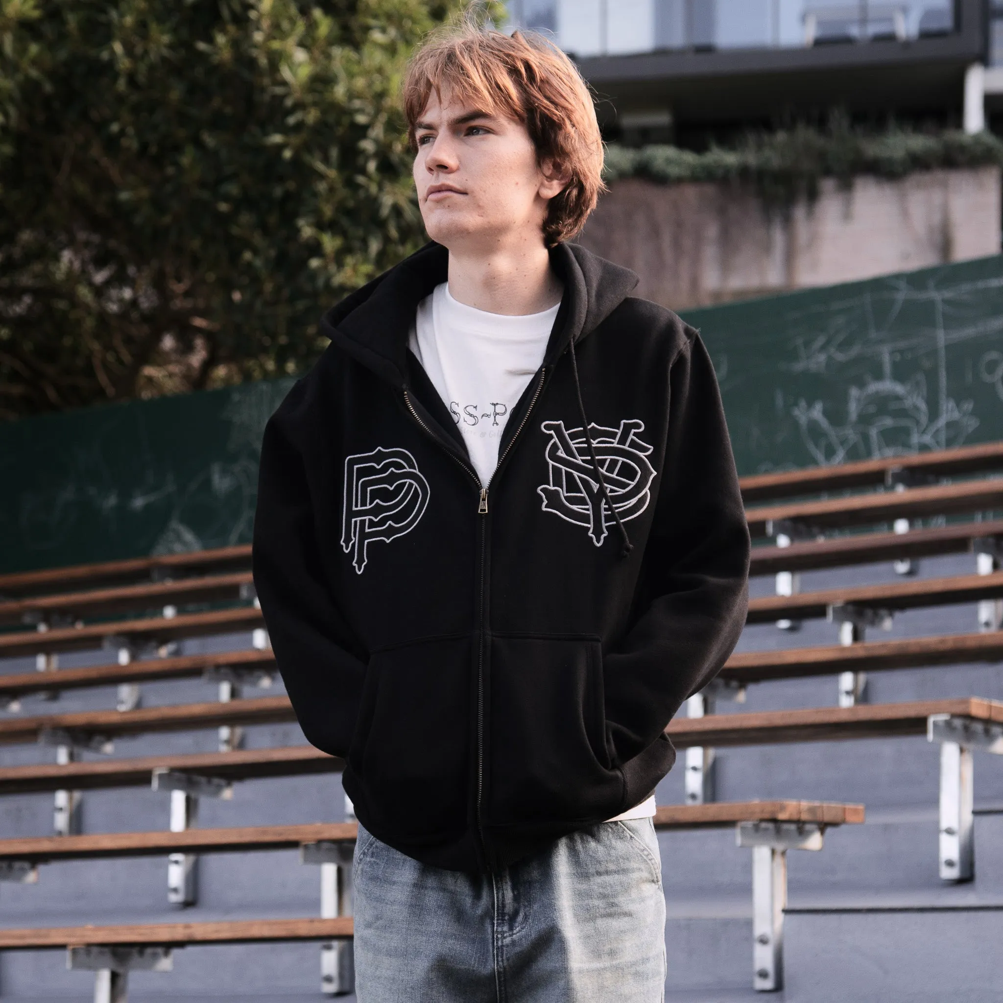 Pass~Port Store & Gallery Exclusive Syd Logo Zip Hood - Black Regular Fit Essential Chic