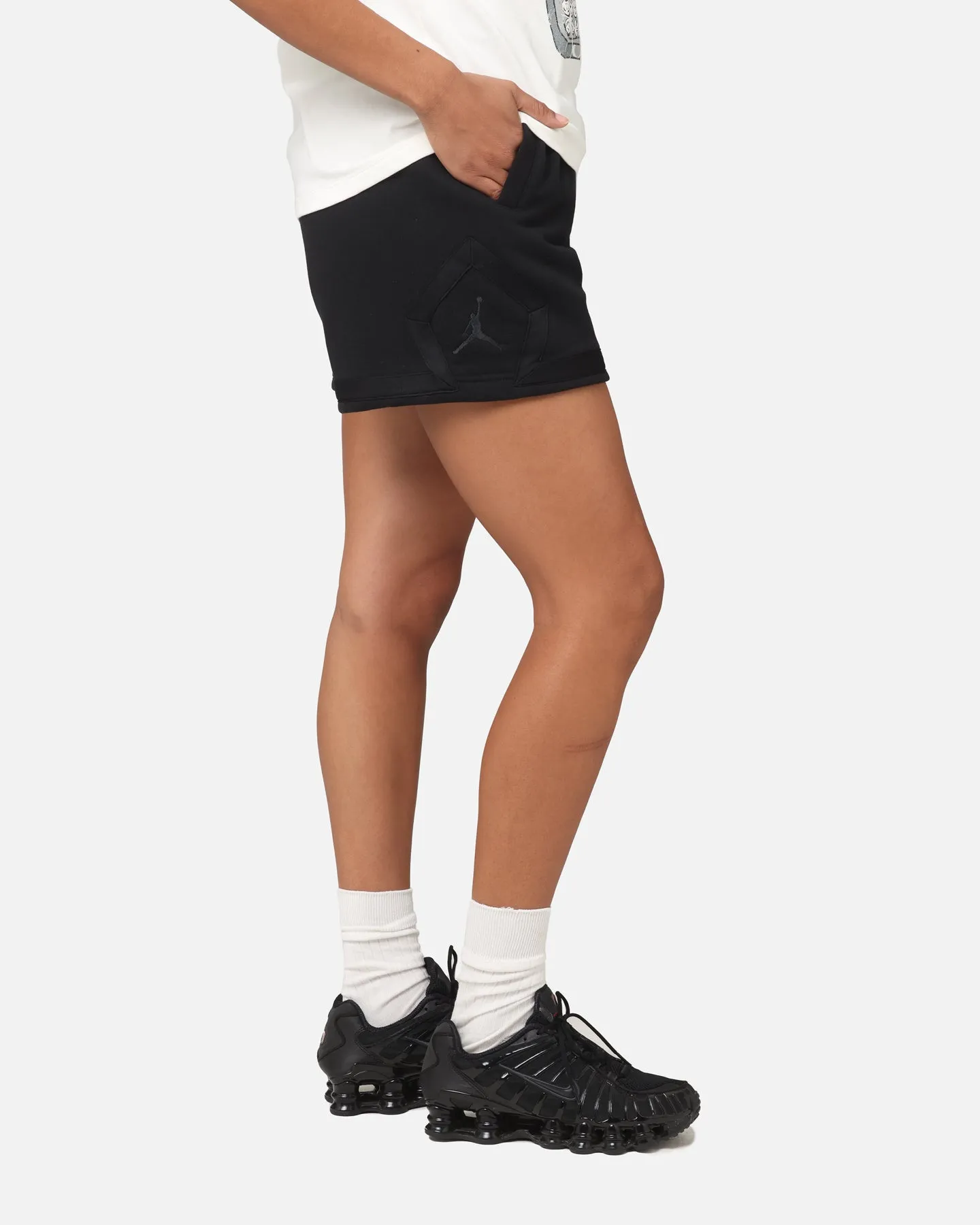 Reflective Safety Detailing Jordan Women's Flight Fleece Diamond Shorts Midnight Navy