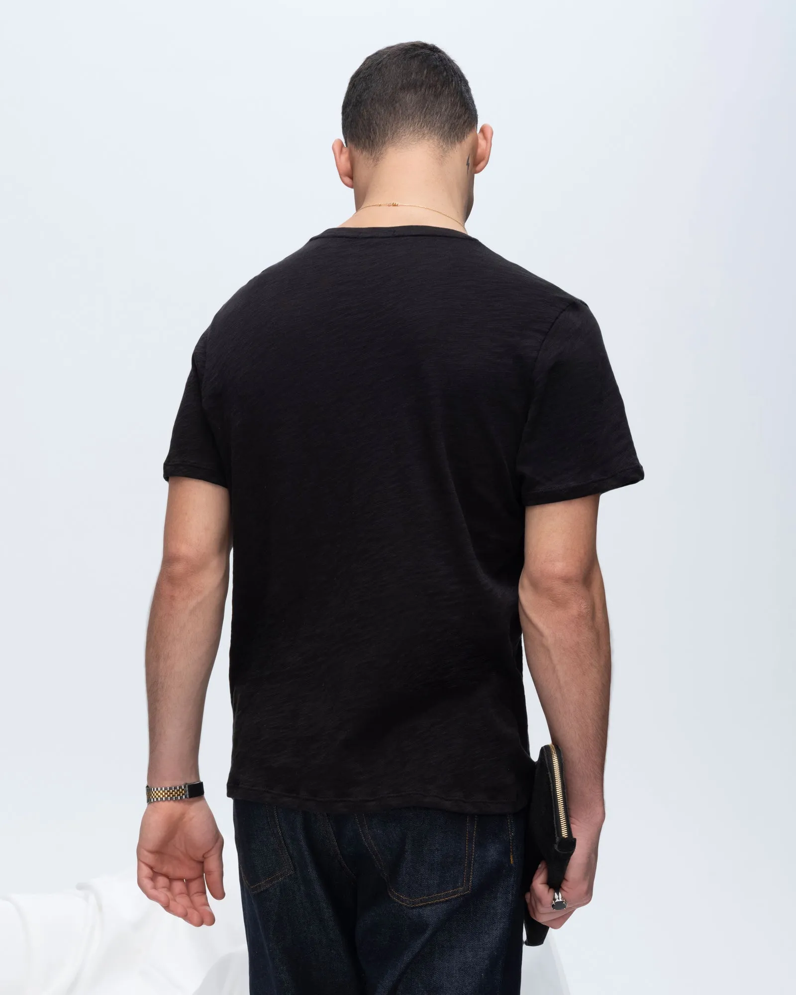 Slub Jersey Crew Neck Tee - Black Comfy Choice
