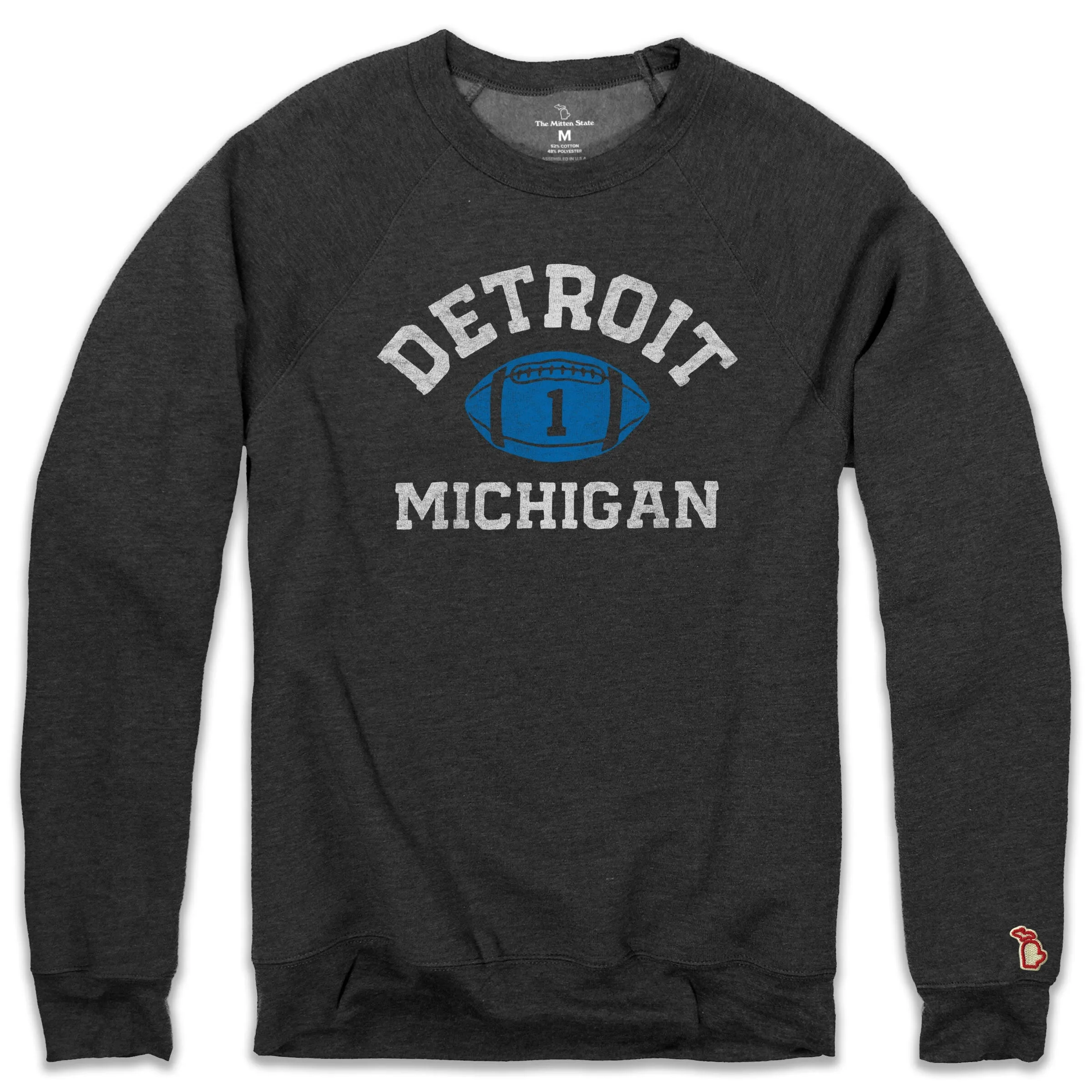 Urban Fashion pearl accents DETROIT - NO. 1 FOOTBALL FLEECE SWEATSHIRT (UNISEX)