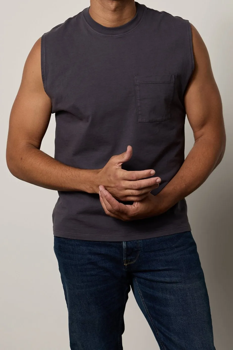 Eco Friendly Dyes Easy Wear Option LAYNE CREW NECK MUSCLE TEE