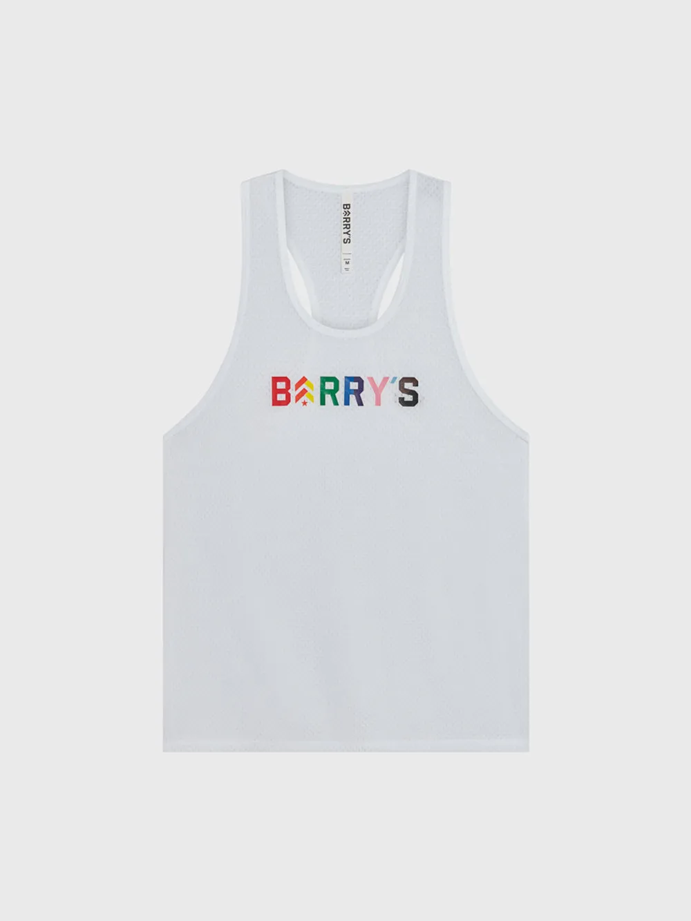 BARRY'S PRIDE RELAY WHITE MESH TANK Anti Ride Up Design