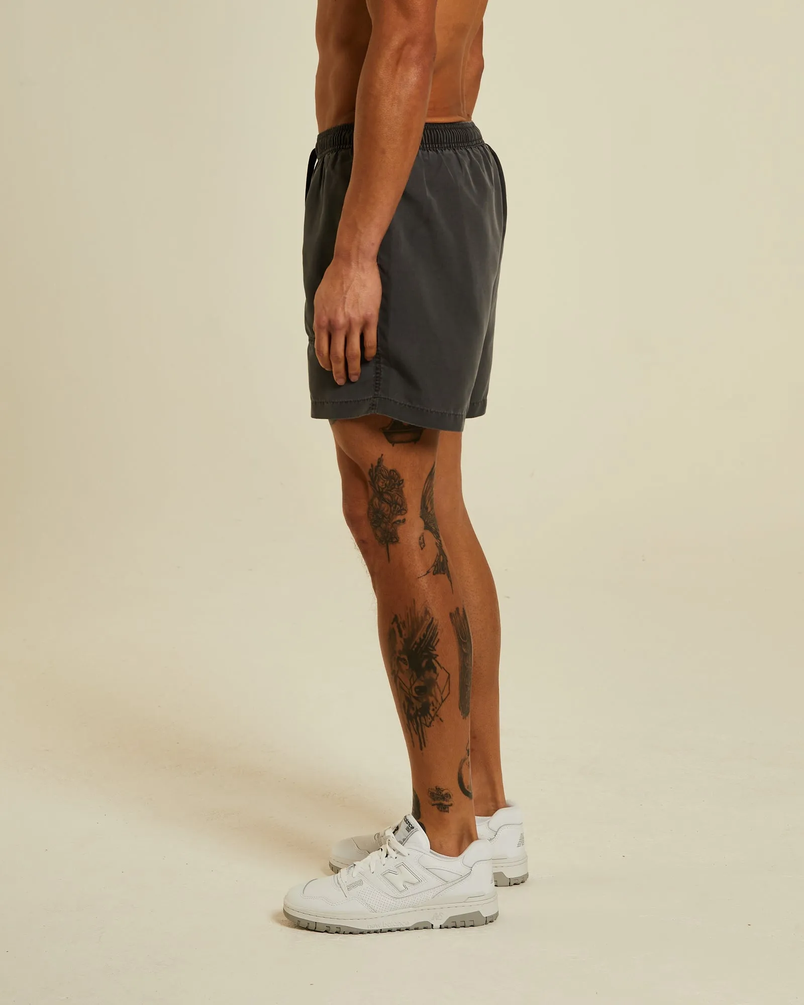 Temperature Regulating Fibers Lev Swim Shorts Washed Black