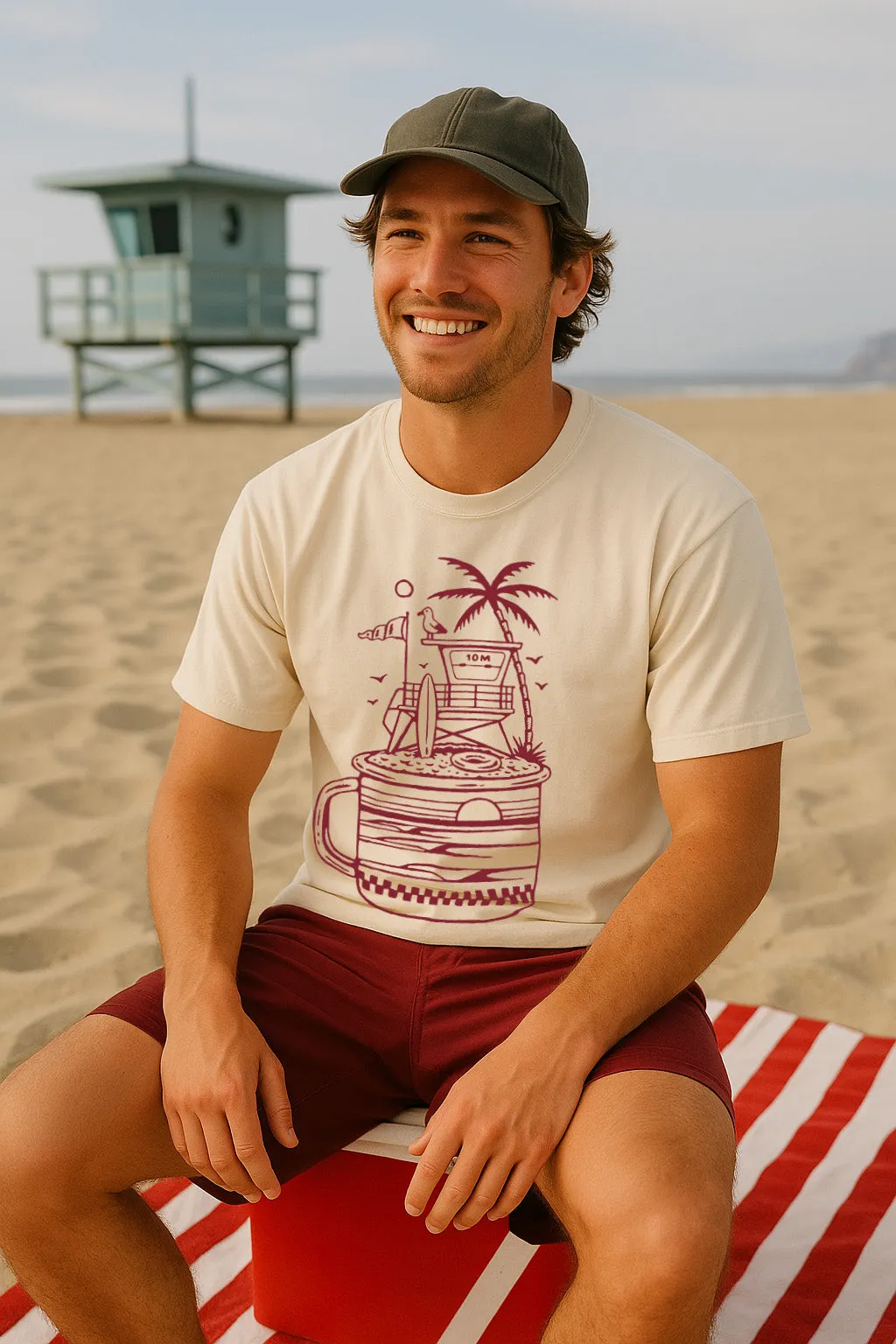 Stretchable Fabric Airflow Ventilation Lifeguard Tower Tee-Vintage Ivory