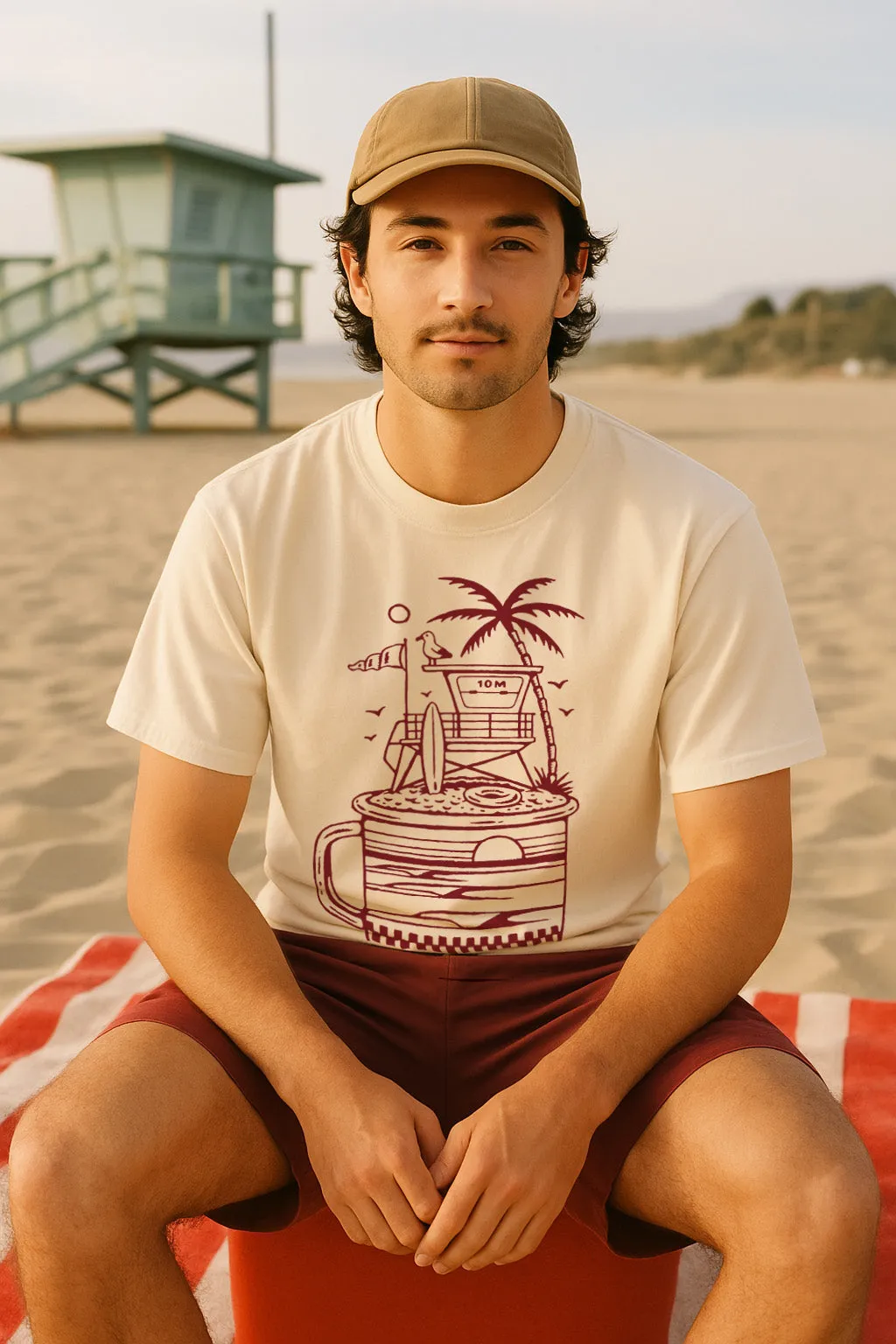 Lifeguard Tower Tee-Vintage Ivory Chill Comfort Wear All-Weather Wear