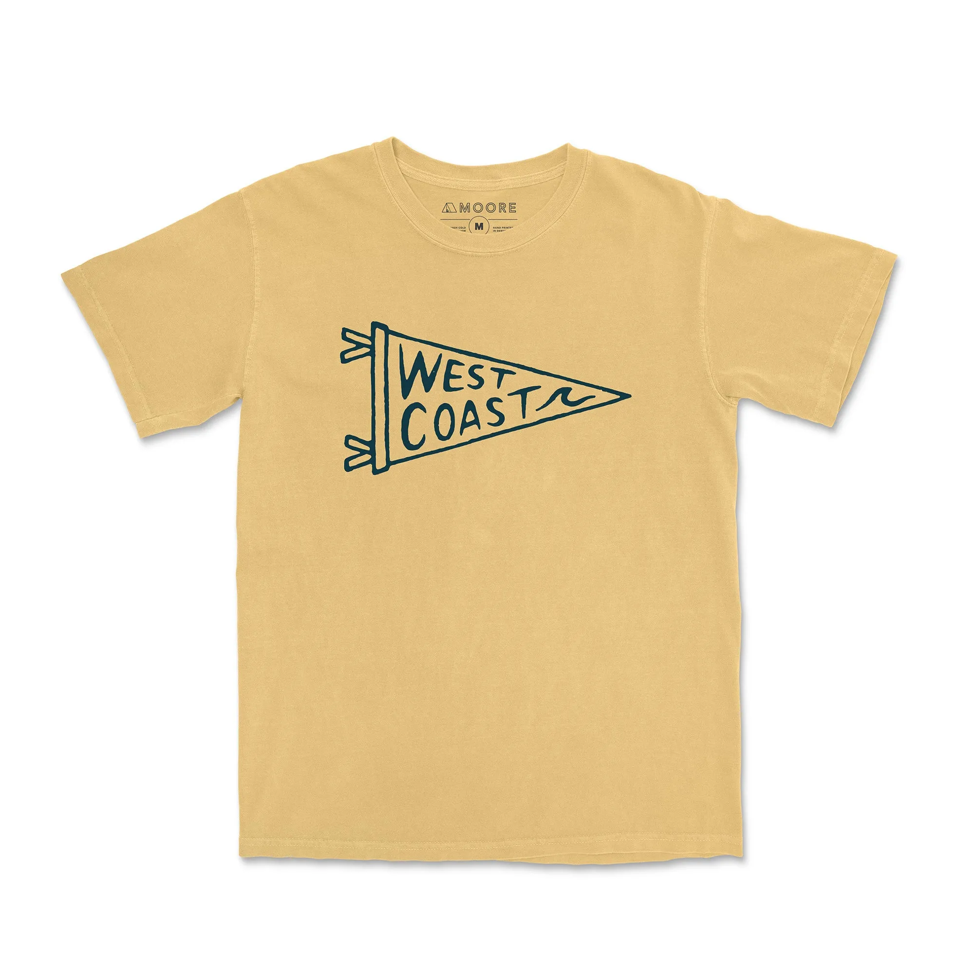 West Coast Pennant Tee-Vintage Mustard Sporty Comfort Round neck simplicity