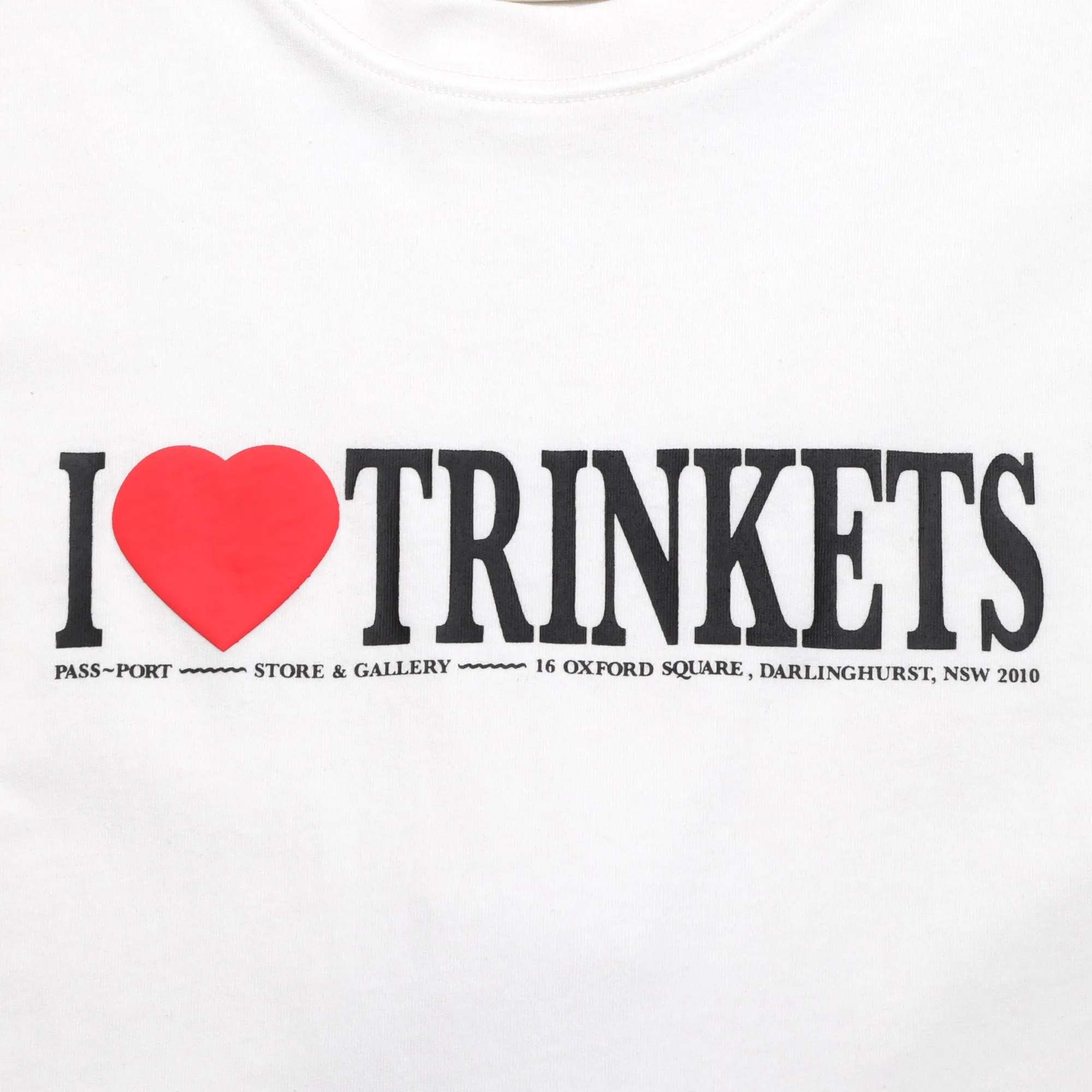 DoubleStitched Seams Pass~Port Store & Gallery Exclusive I Love Trinkets Tee - White
