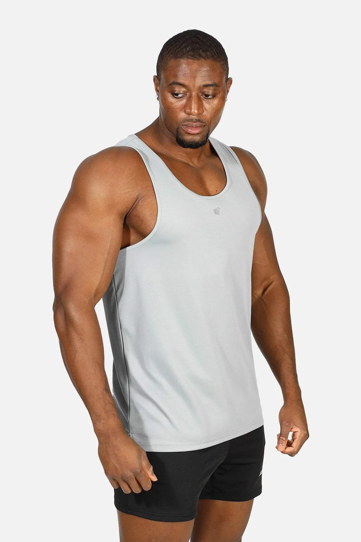 Alpha Microfiber Fast-Dry Gym Tank Top - Polar Silver high - power