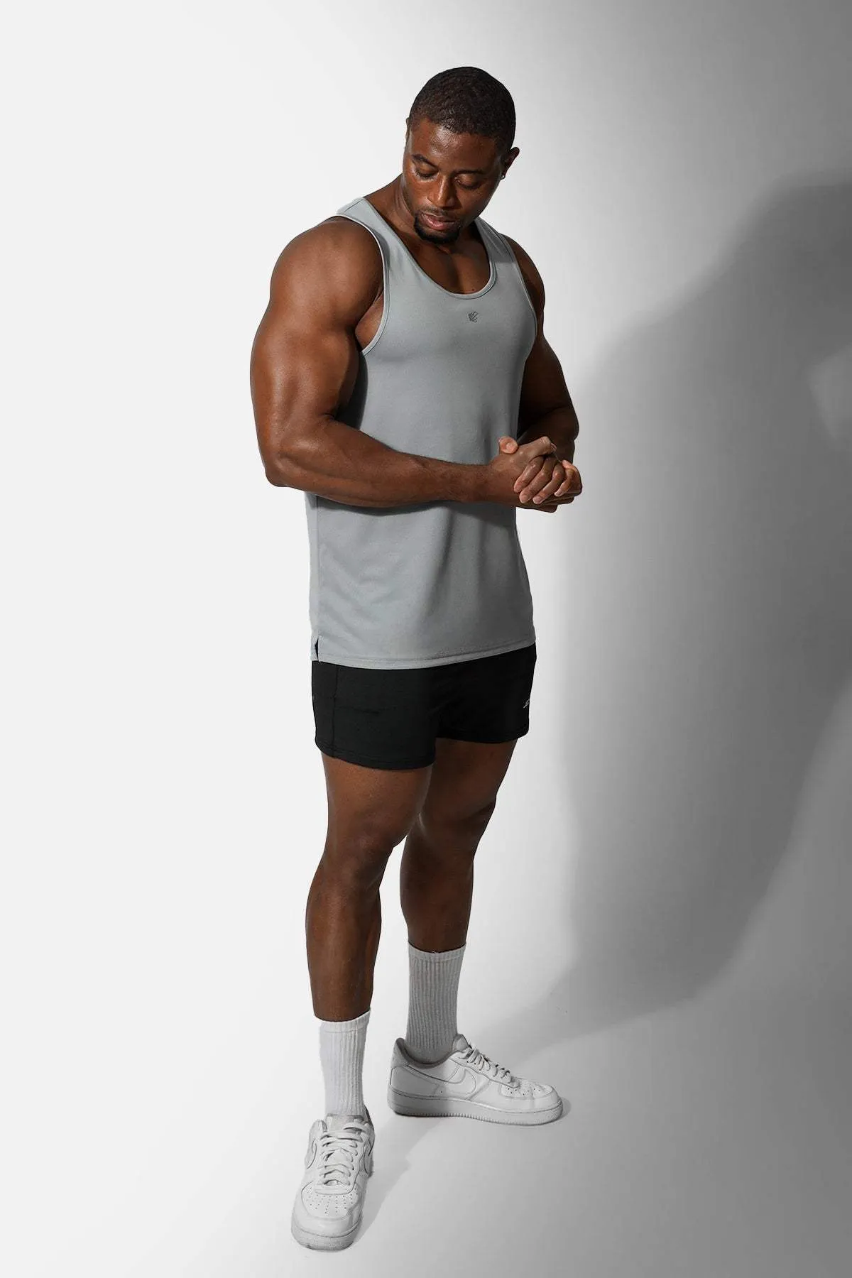 Alpha Microfiber Fast-Dry Gym Tank Top - Polar Silver Temperature Regulation Fabric