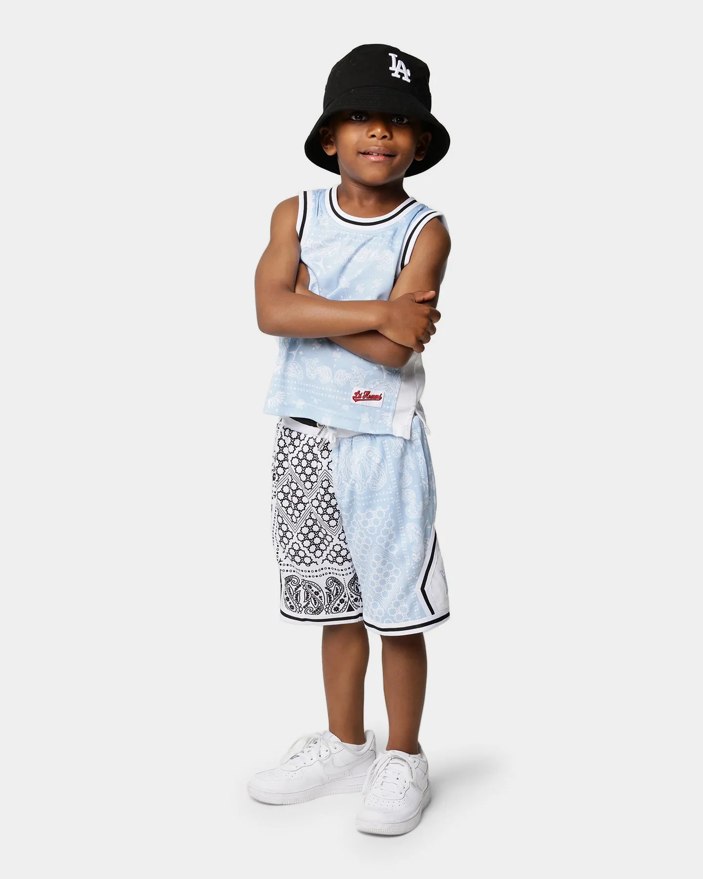 Lil Homm?? Kid's BU Basketball Shorts Light Blue/White Sport Friendly Non Restrictive Fit