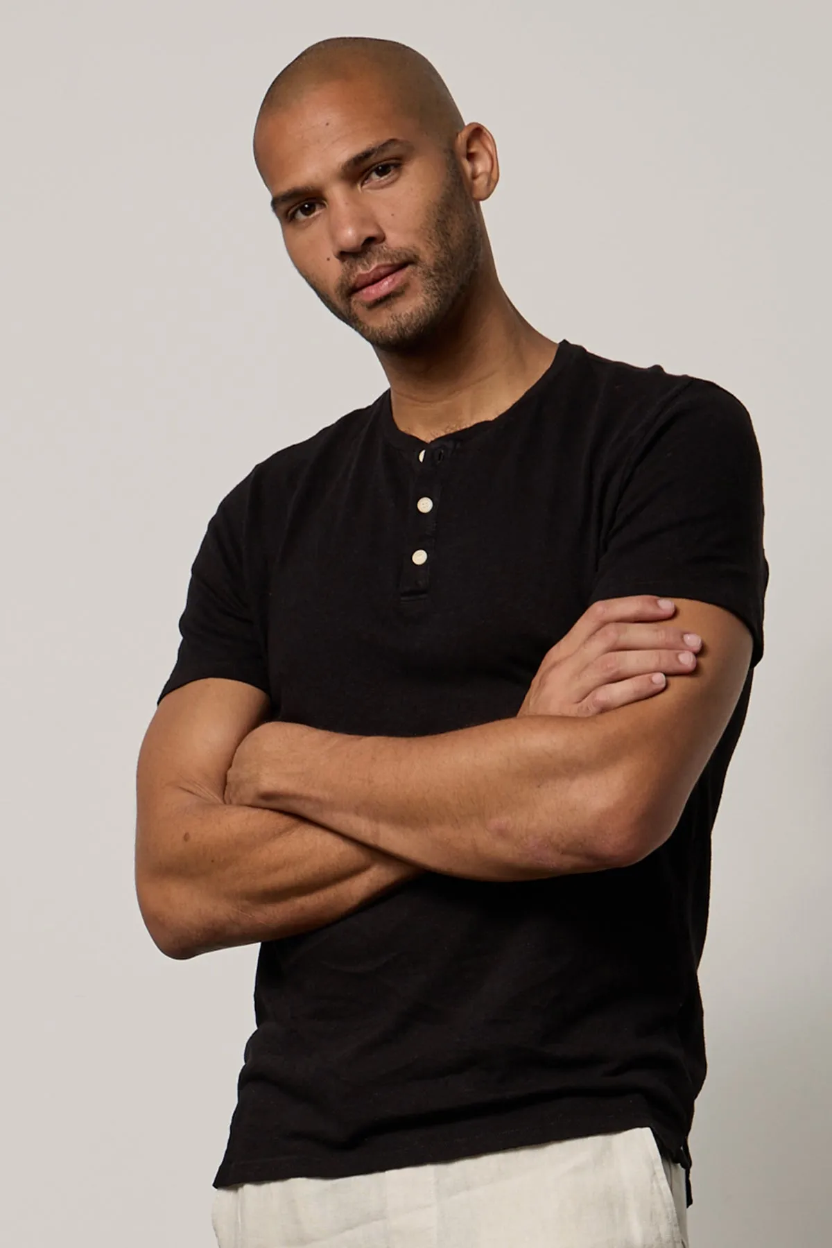 Comfortable texture Versatile Look LIONEL LINEN BLEND HENLEY