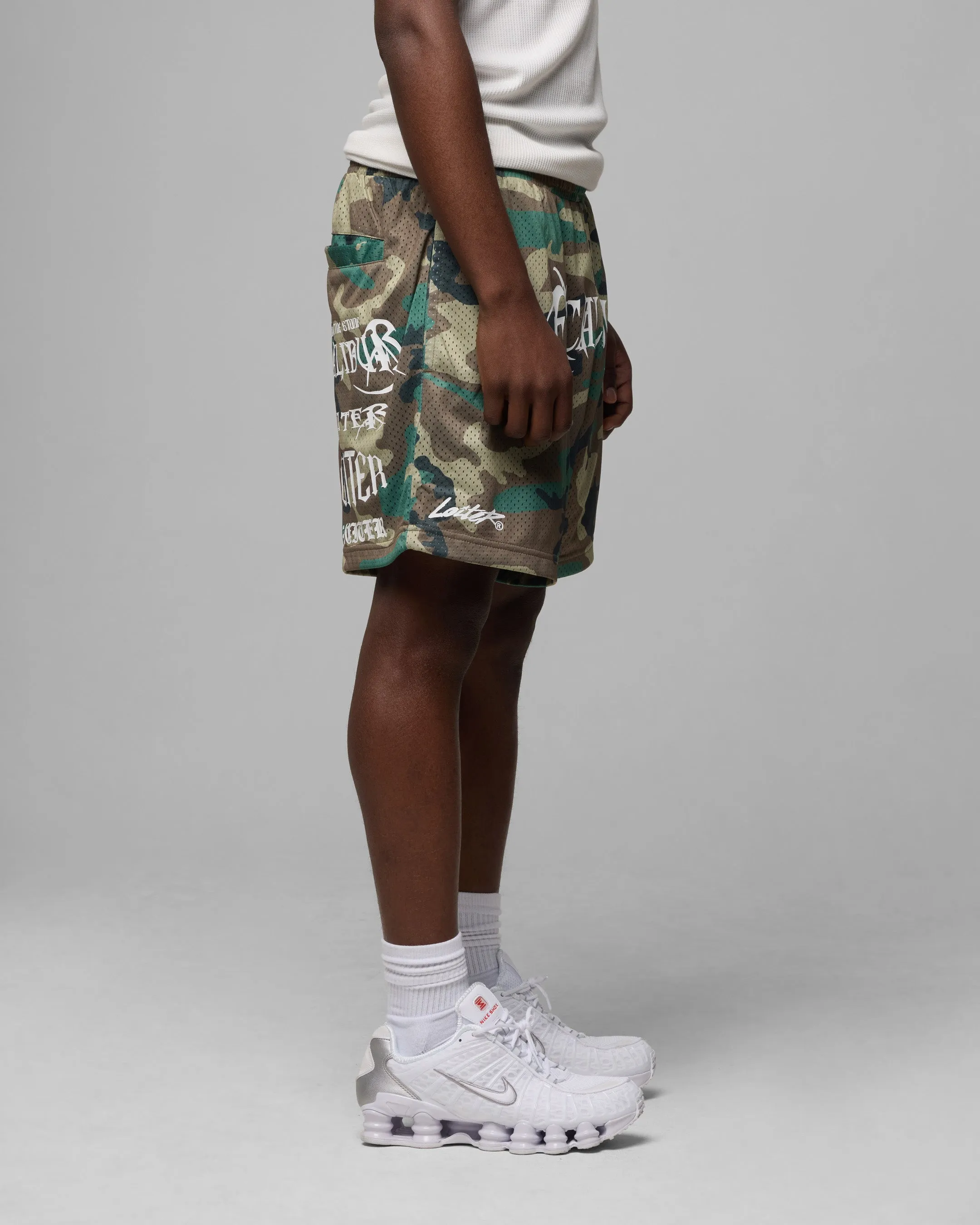 Loiter Excalibur Mesh Shorts Woodland Camo Sporty Layer