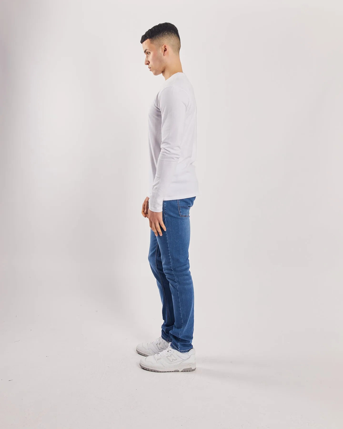 Harris Tapered Medium Blue Cozy Vibe Daytime Look