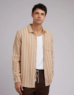 Coen Stripe Long Sleeve Shirt Tan Chill Wear
