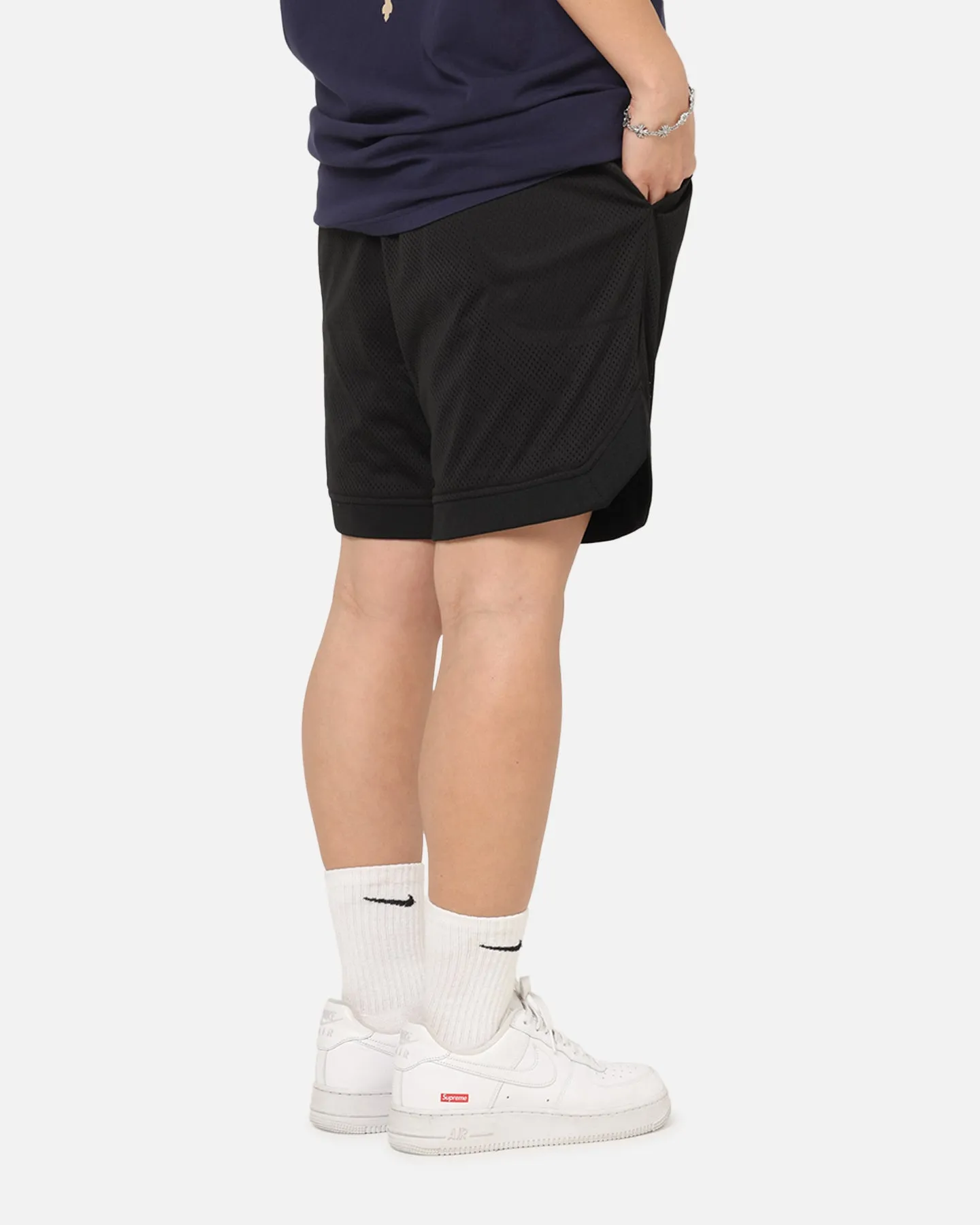 Non Binding Leg Openings Saint Morta Gothic Stack Basketball Shorts Black