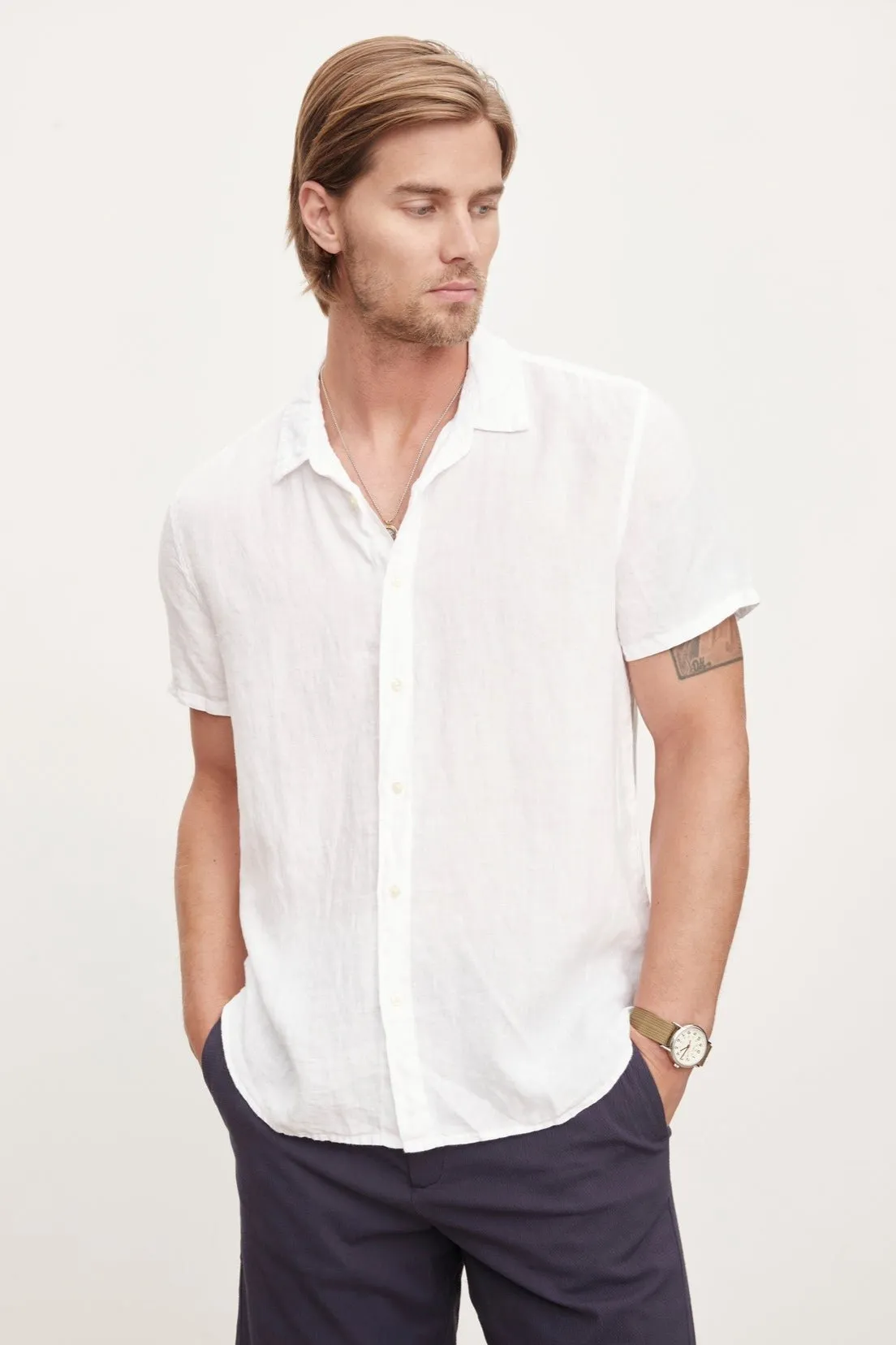 comfortable option MACKIE LINEN BUTTON-UP SHIRT
