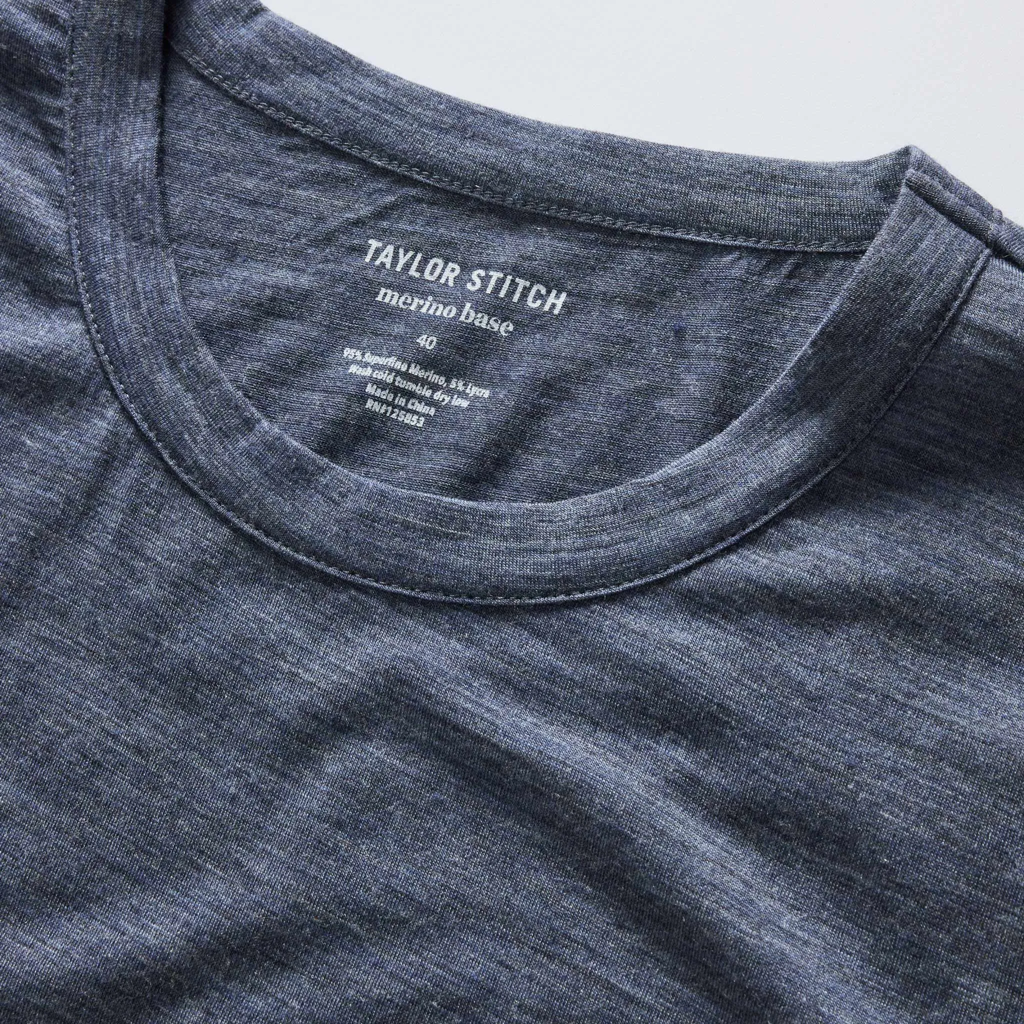 Comfort and Ease The Merino Tee in Heather Navy