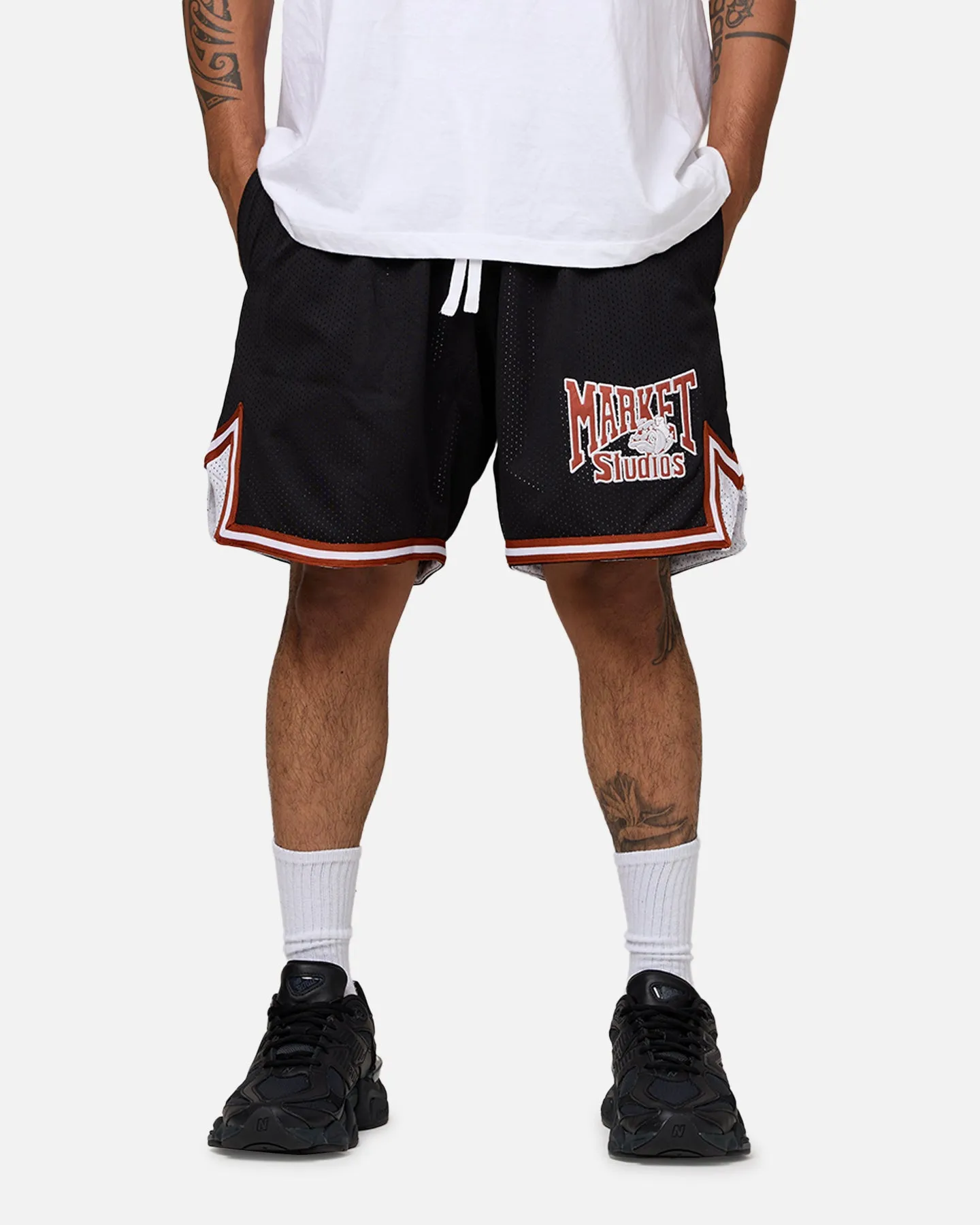 striped shorts Classic Cut Market Dulldogs Mesh Shorts Black