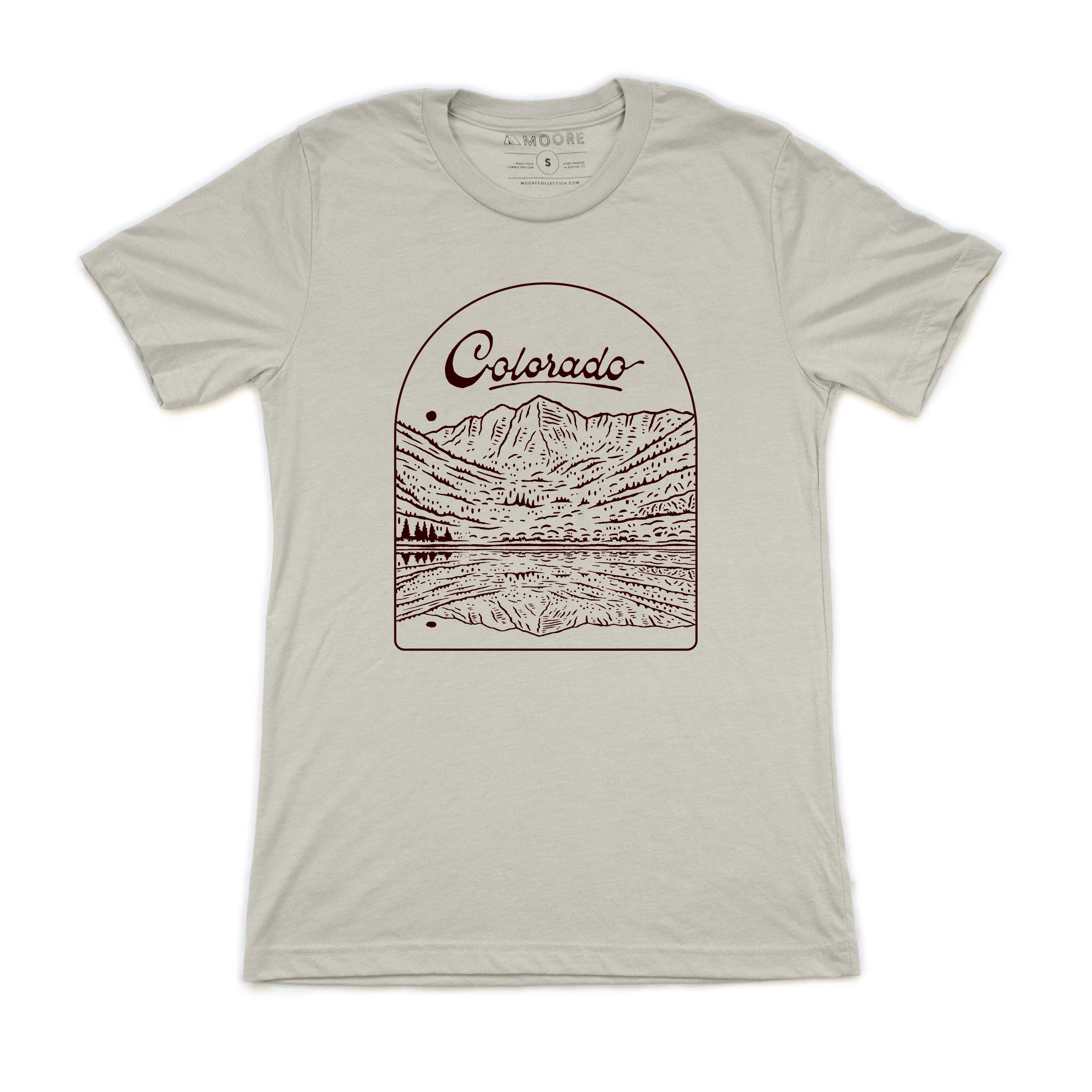 Maroon Bells Tee-Heather Cement Washable fabric