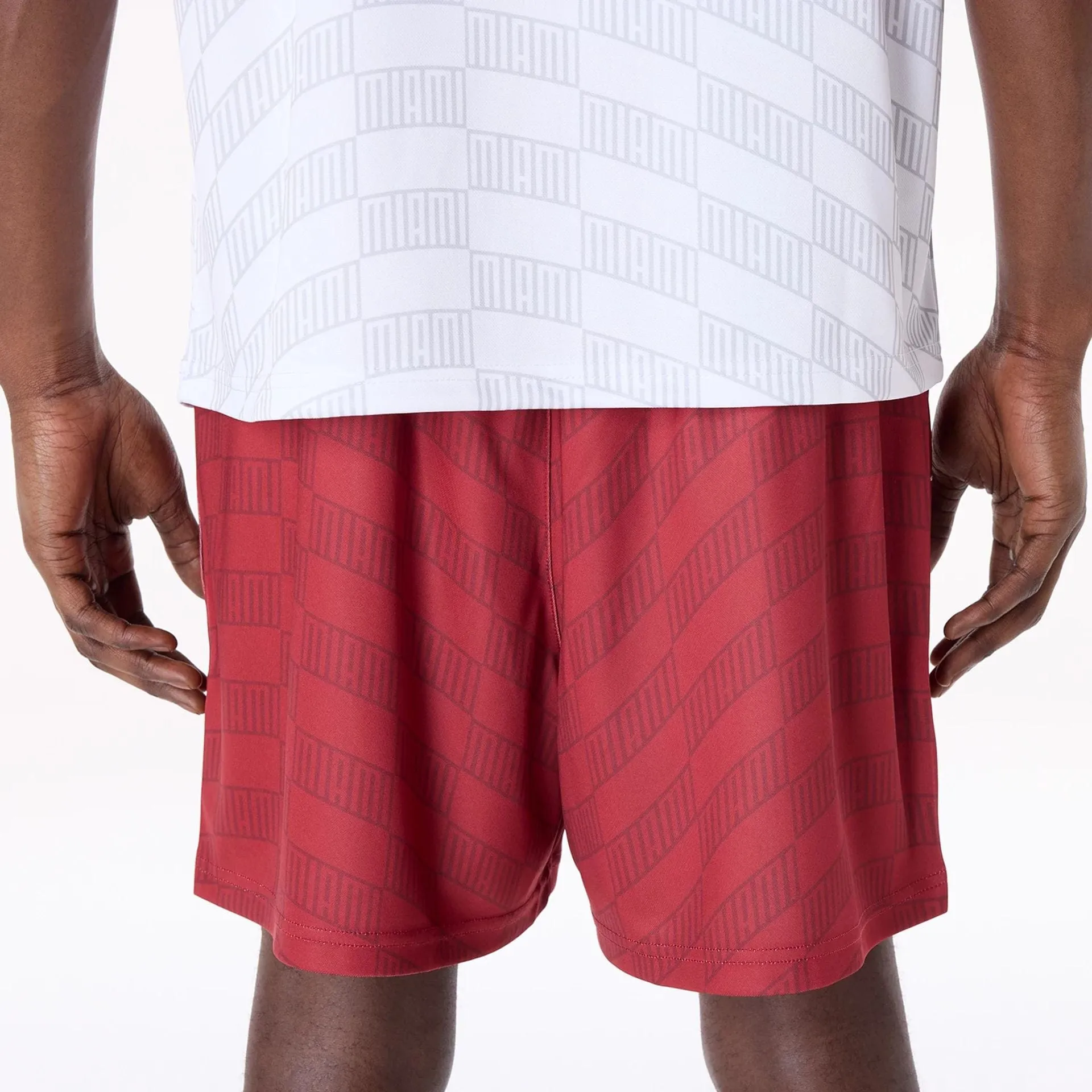 Quick Motion Miami Heat NBA All Over Print Graphic Dark Red Shorts