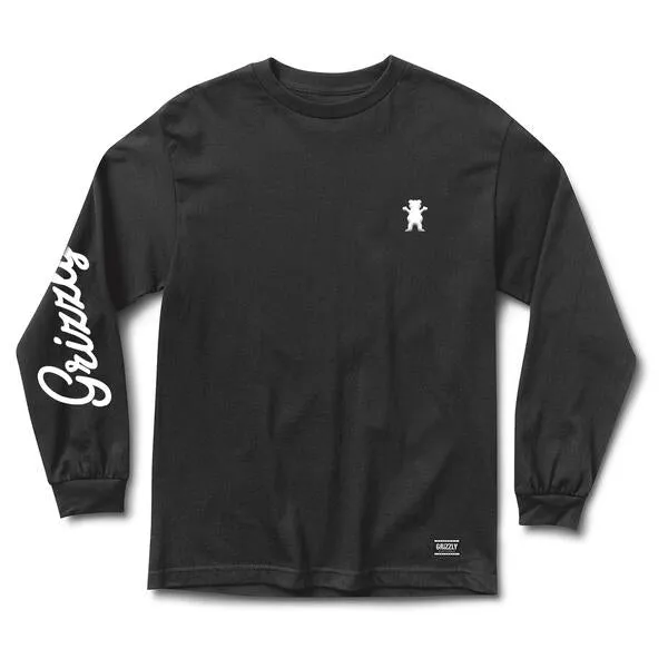 Mini Bear Script LS Tee - Black / White Date night