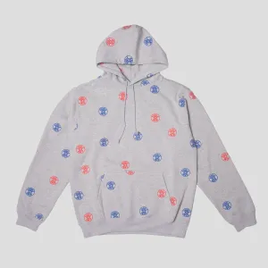 V-Neck Hoddle Jeans Dot Logo Hoodie - Grey